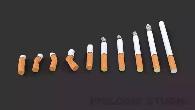 Burning Cigarette Low-poly 3D model