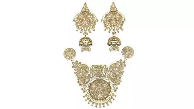 SINDHI TRADITIONAL BRIDAL NECKLACE SET 3D PRINTABLE MODEL 3D print model