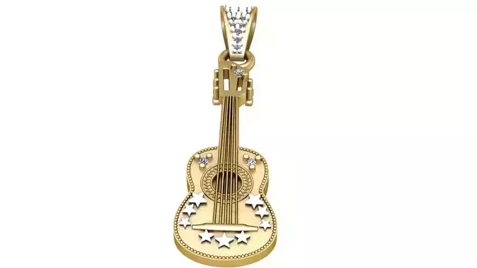 STYLISH GUITAR PENDANT 3D PRINTABLE MODEL