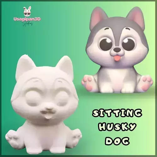 Sitting Husky Dog