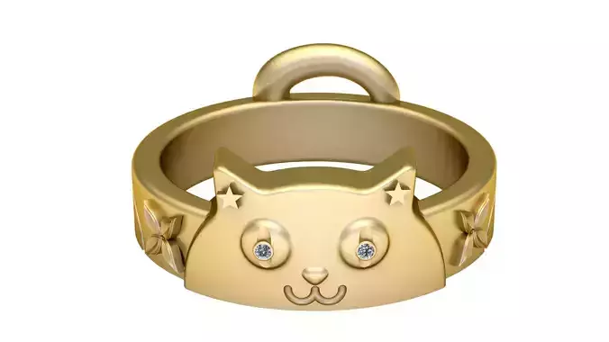 CAT FACE DESIGN RING 3D PRINTABLE MODEL 3D print model