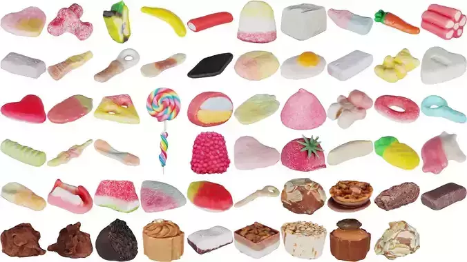 59 Candy and Chocolate Superbundle 3D Model Collection