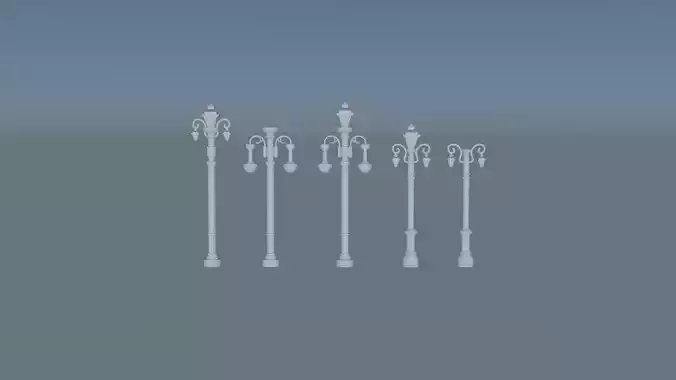 Street lights lamp post 3D print model