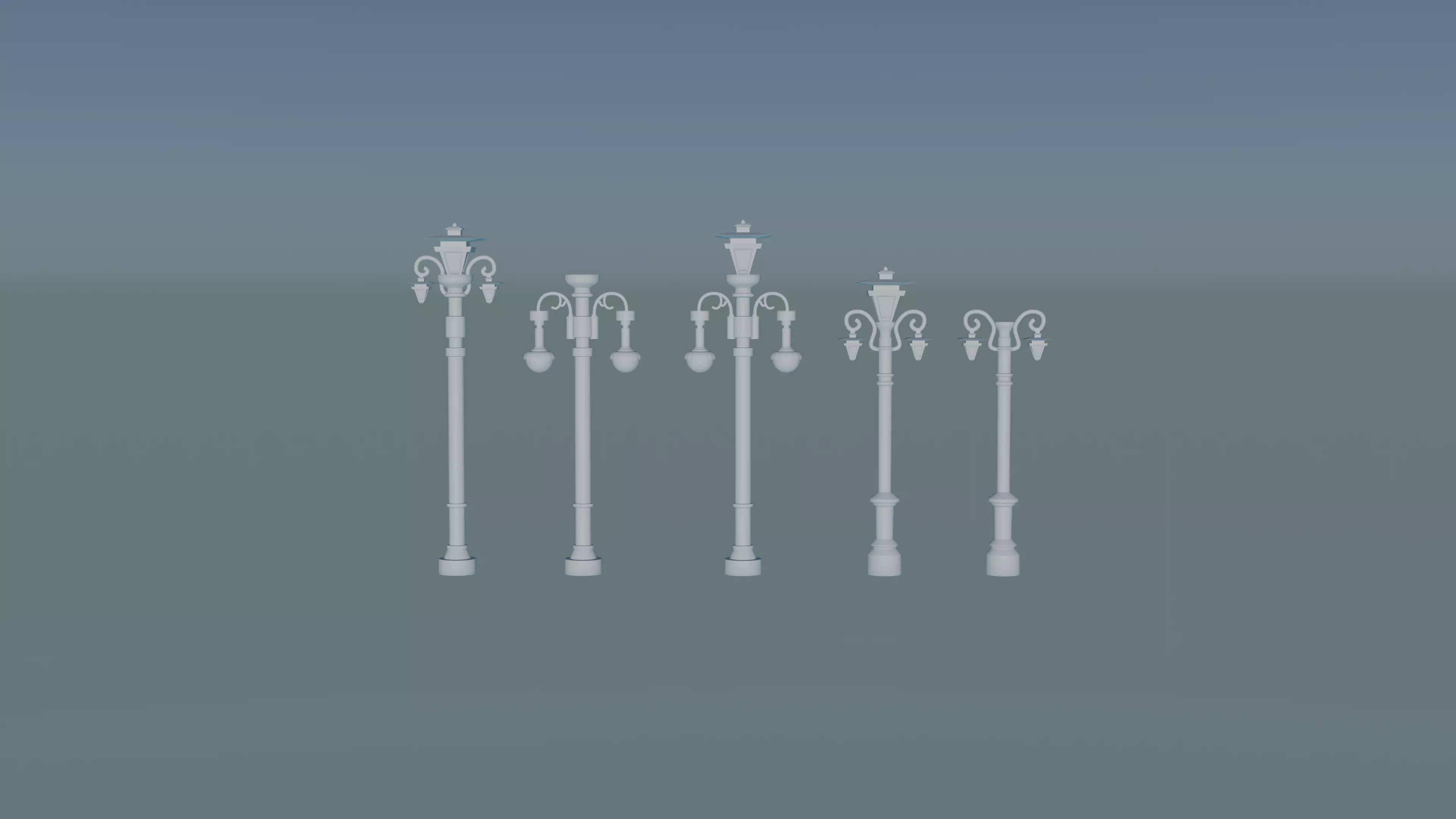 Street lights lamp post 3D print model_0