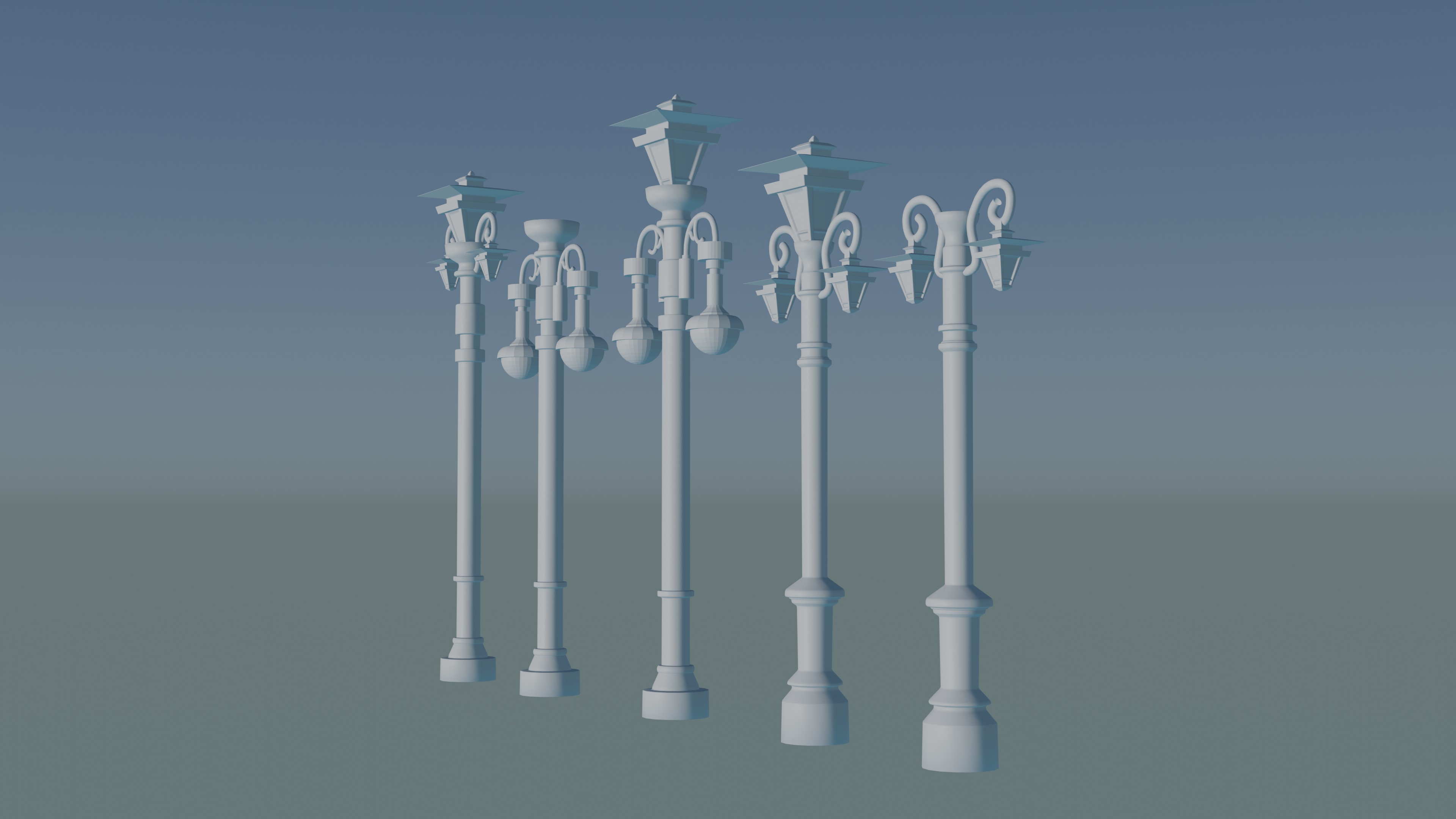 Street lights lamp post 3D print model_1