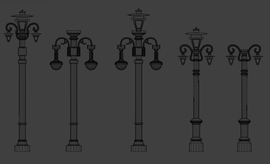 Street lights lamp post 3D print model_5