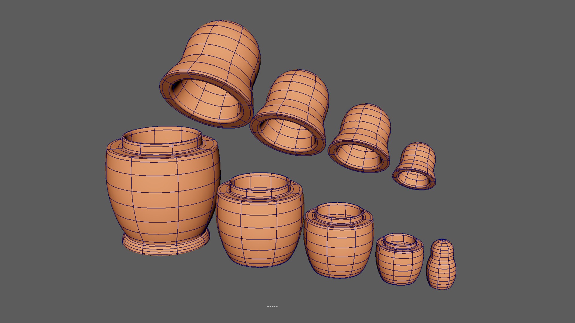 Russian Matryoshka Low-poly 3D model_4