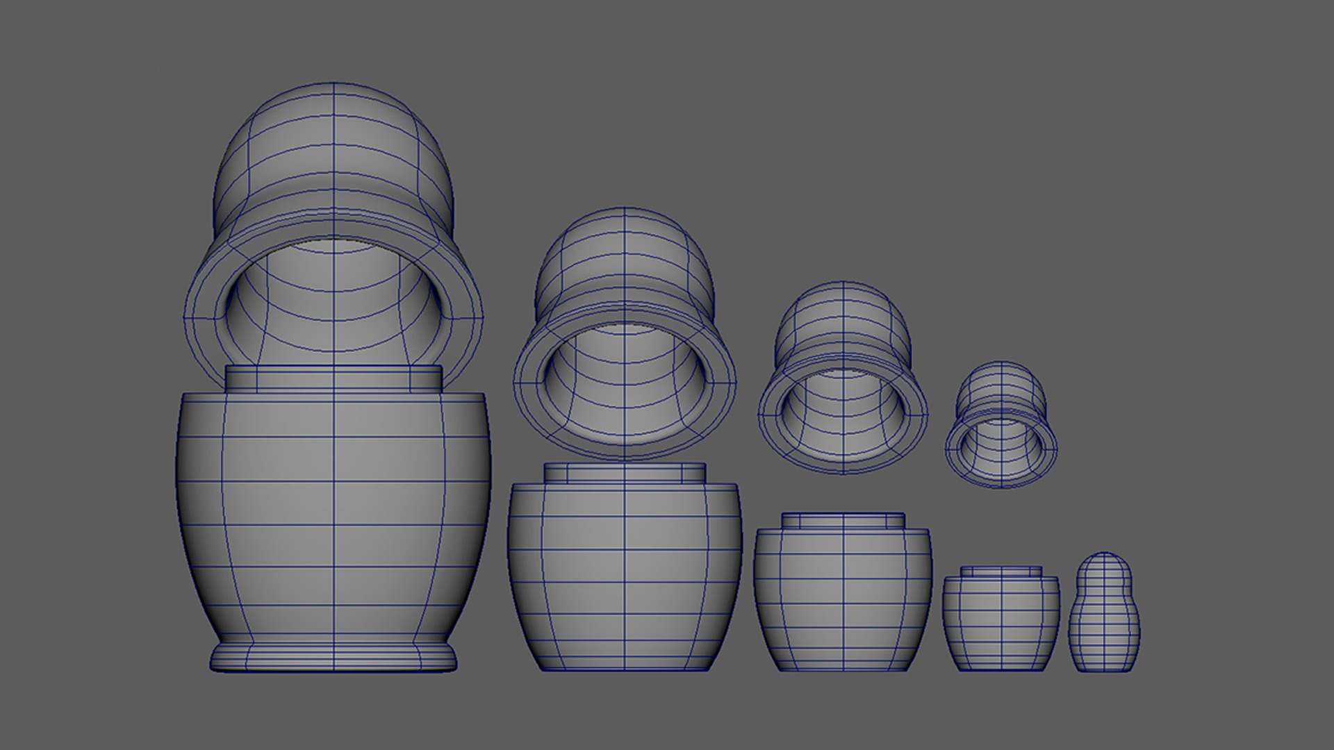 Russian Matryoshka Low-poly 3D model_5