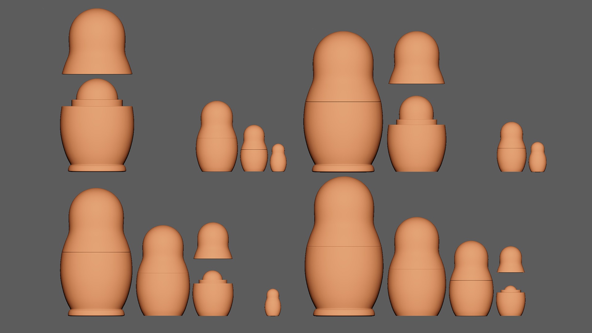 Russian Matryoshka Low-poly 3D model_3