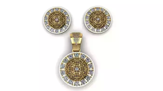 PAVE DOUBLE HALO DIAMOND LOCKET-SET 3D PRINTABLE-MODEL 3D print model