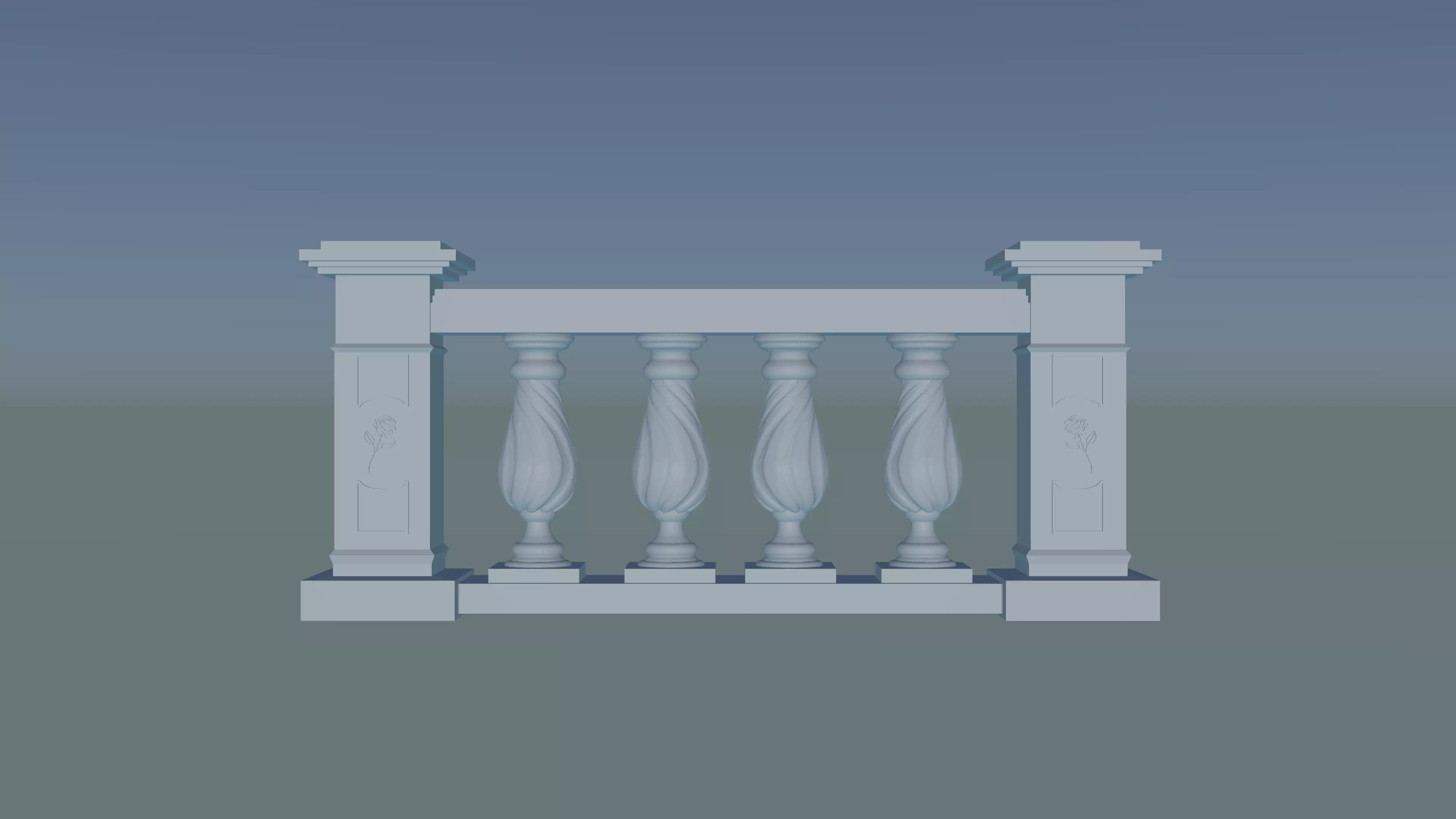 Stone Balustrade 3D print model_0