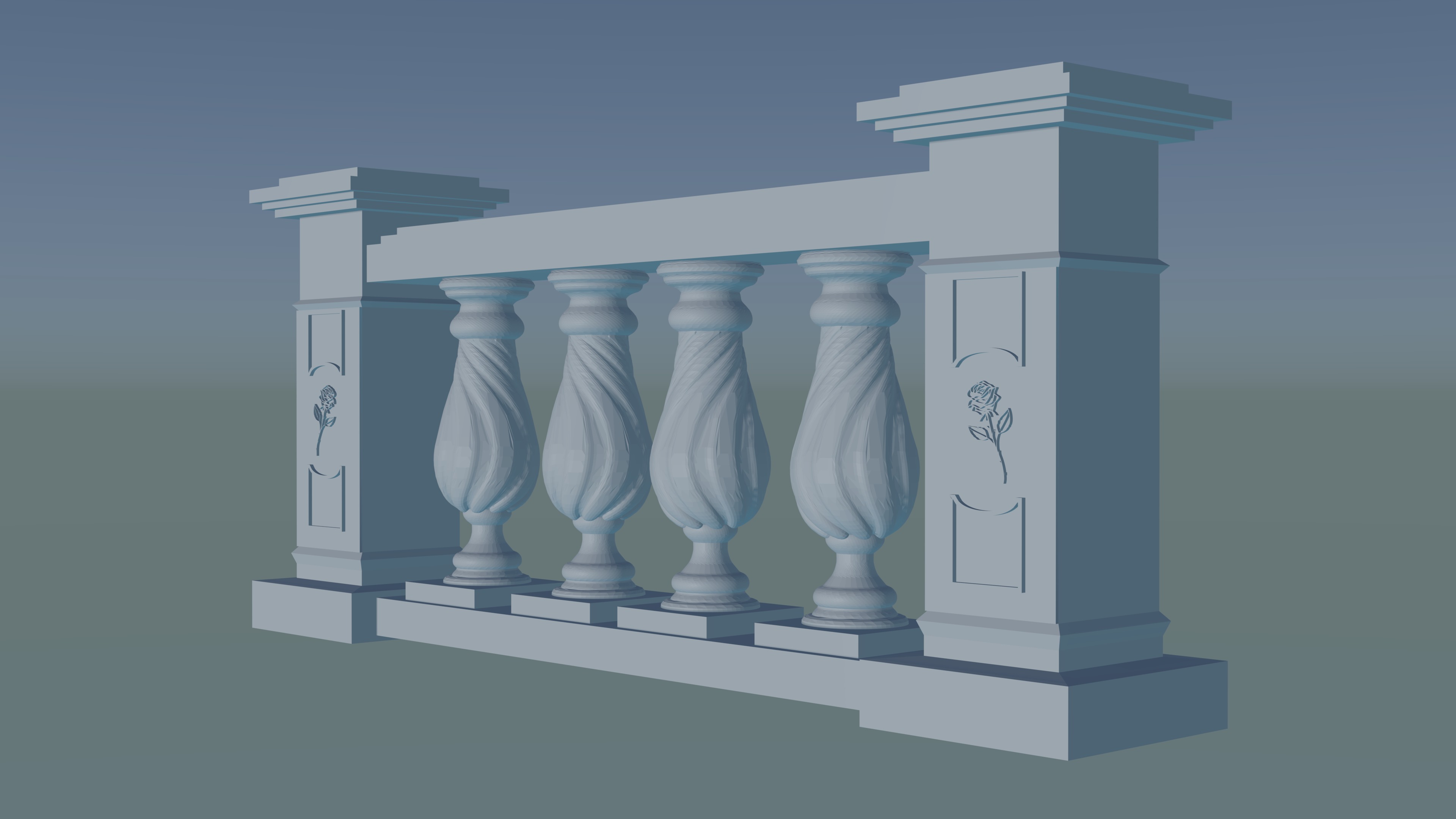 Stone Balustrade 3D print model_1