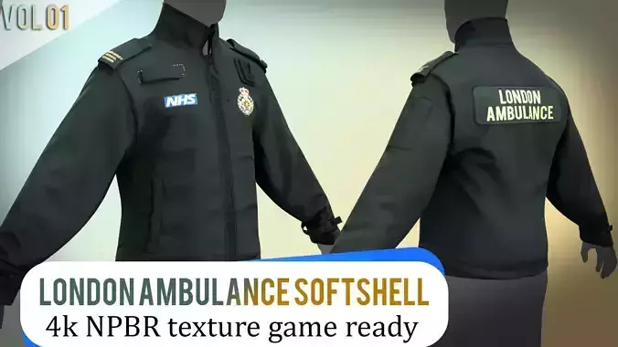 Ambulance Green Softshell Jacket with Logos Emergency Uniform