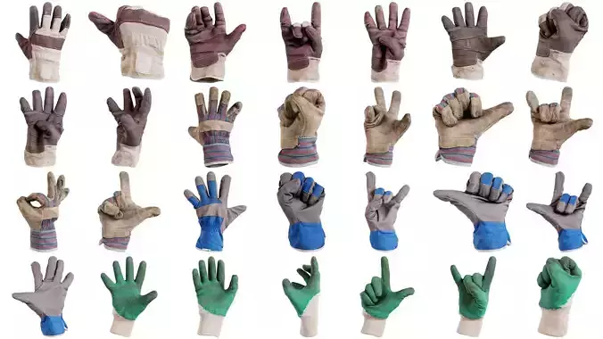 53 Workwear and Gardening Gloved Hand Superbundle 3D Model Collection