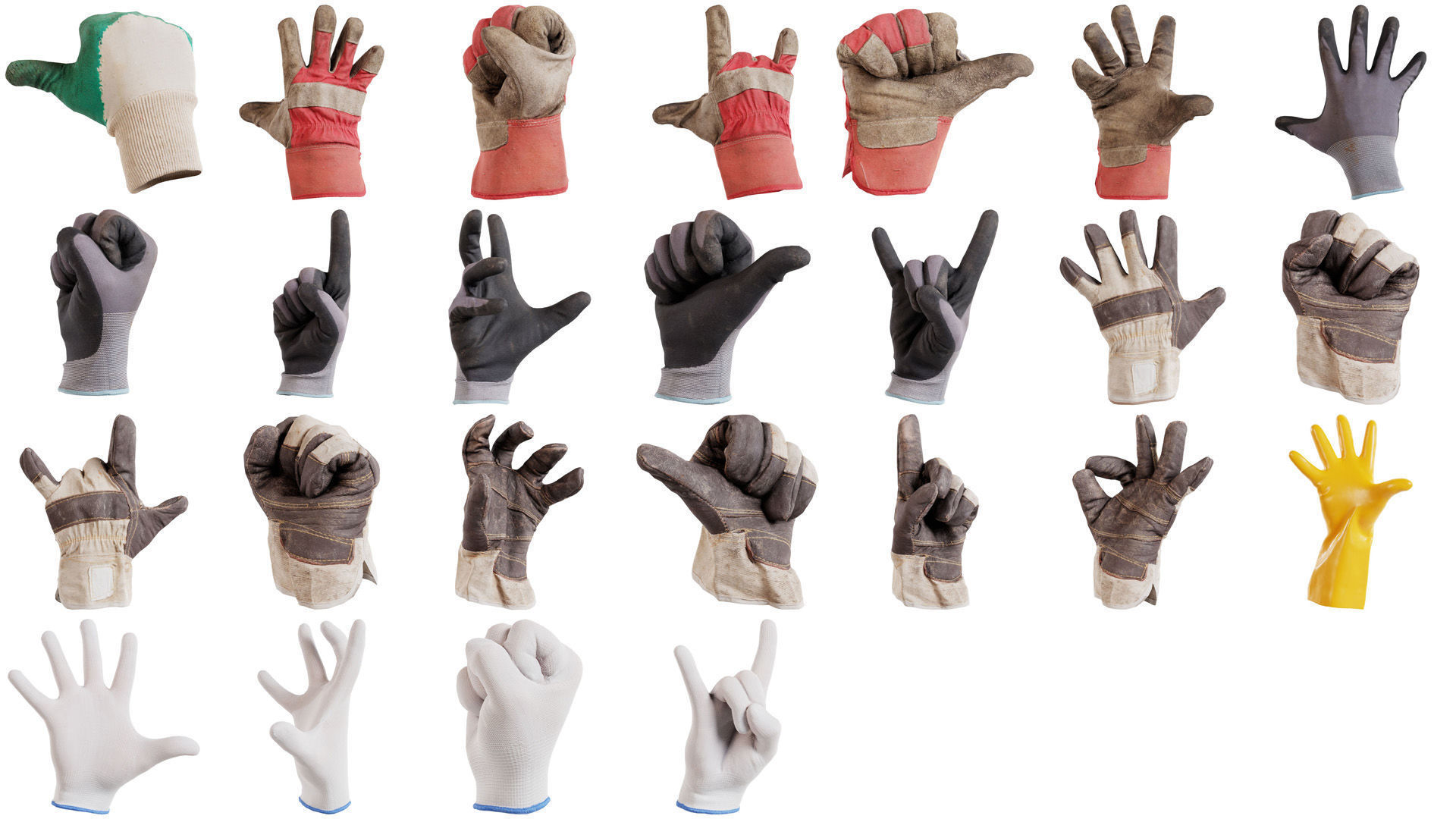 53 Workwear and Gardening Gloved Hand Superbundle 3D Model Collection_1