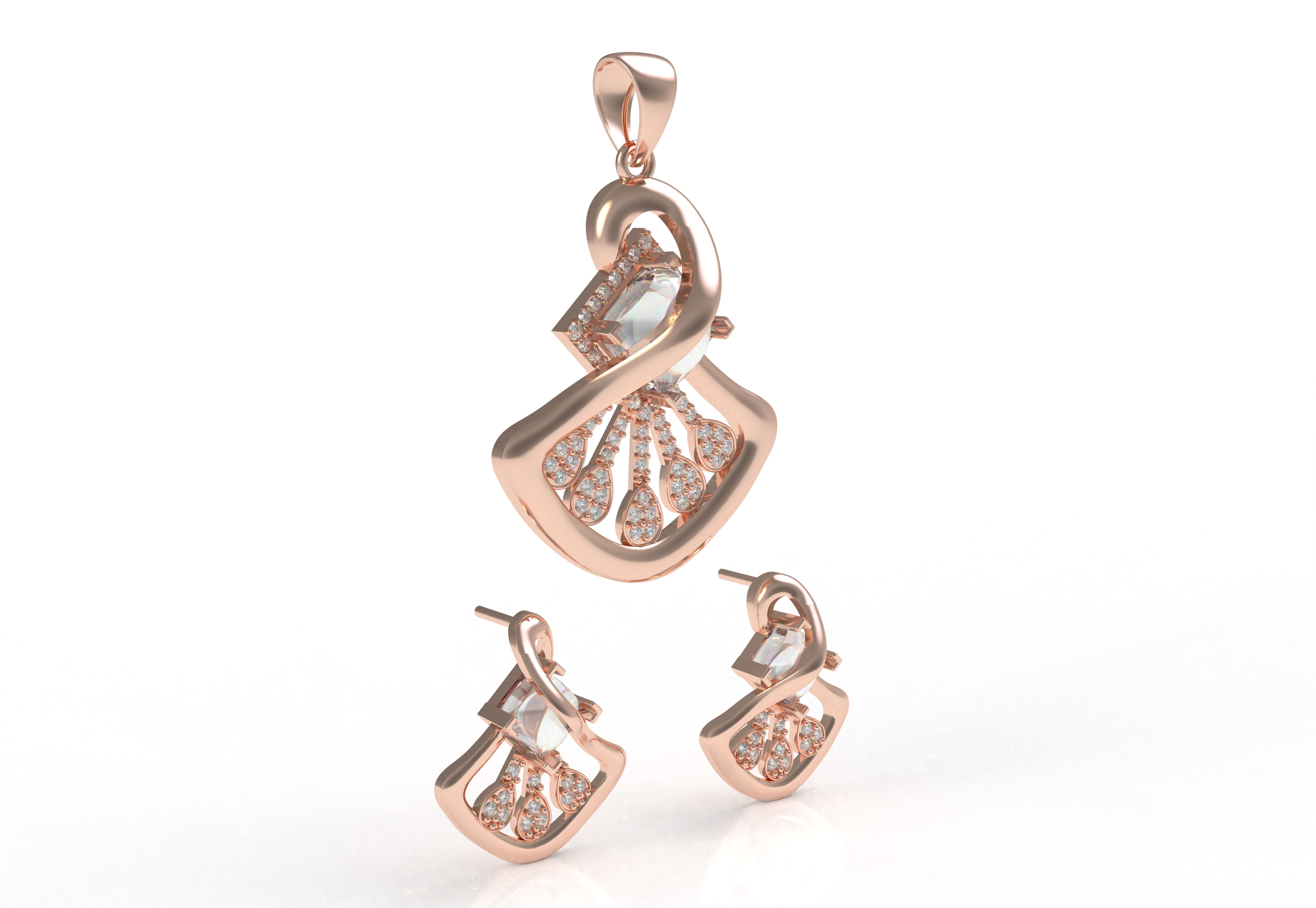 Diamond Pendant Set 12 3D print model_17