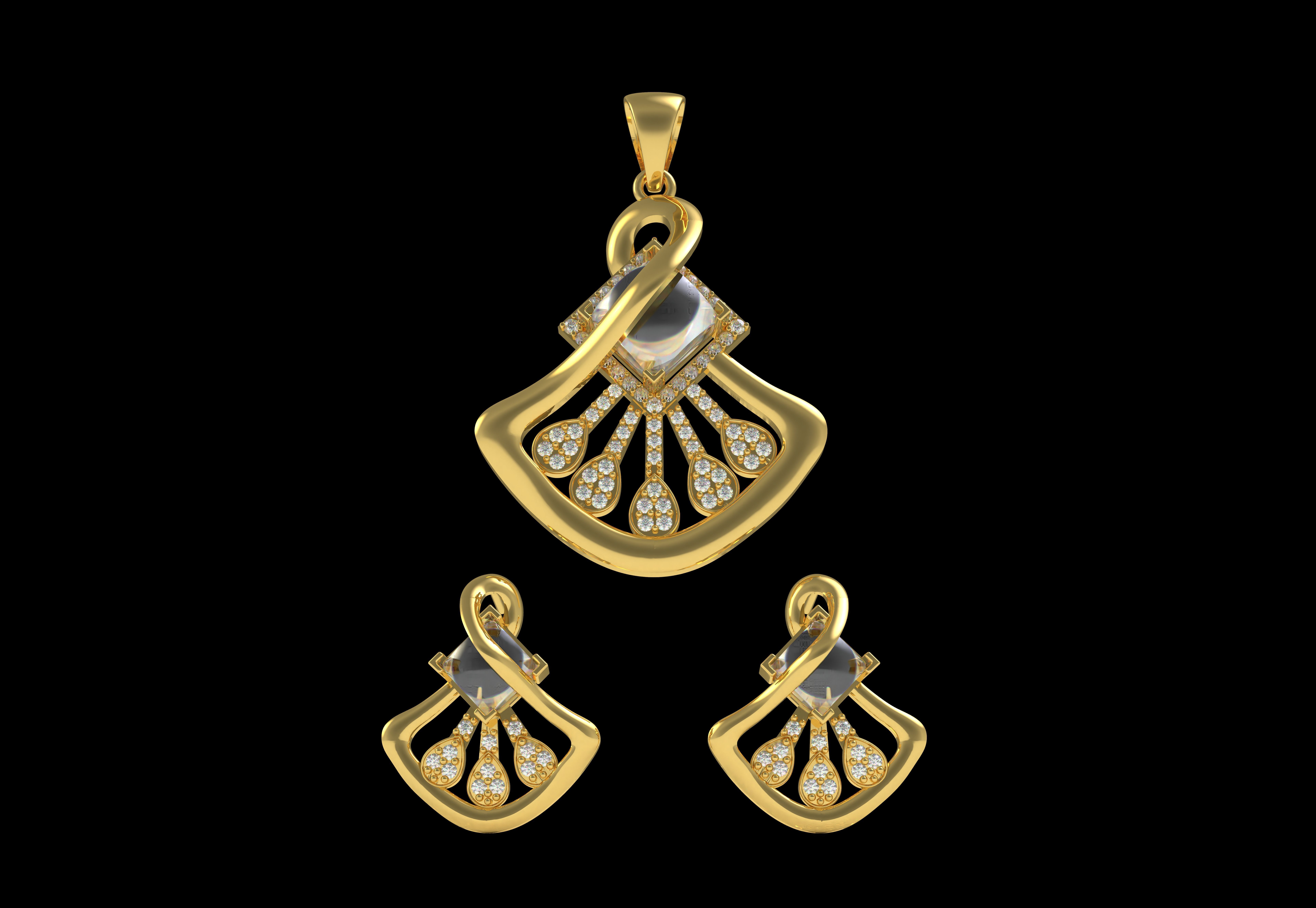 Diamond Pendant Set 12 3D print model_5