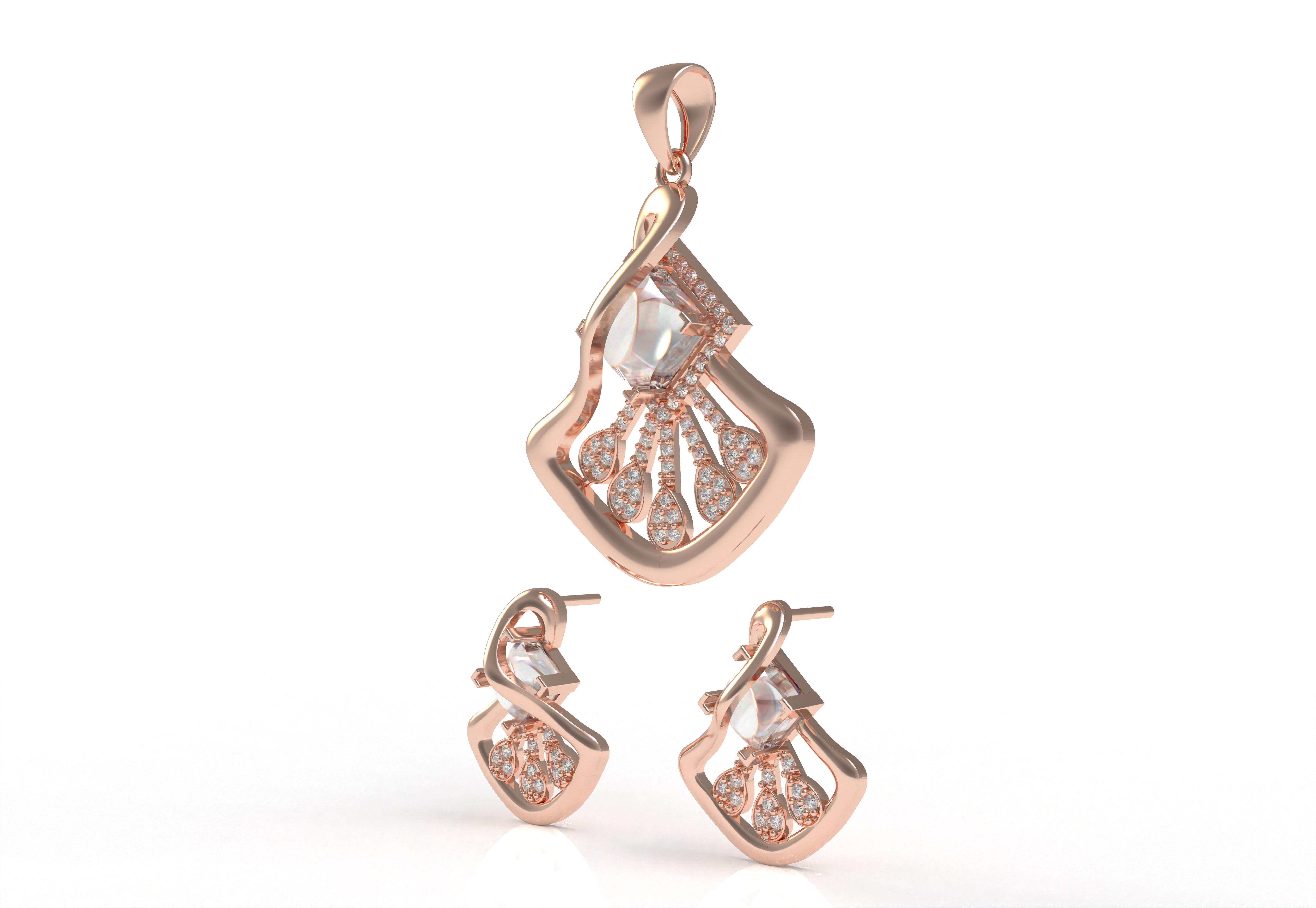 Diamond Pendant Set 12 3D print model_16