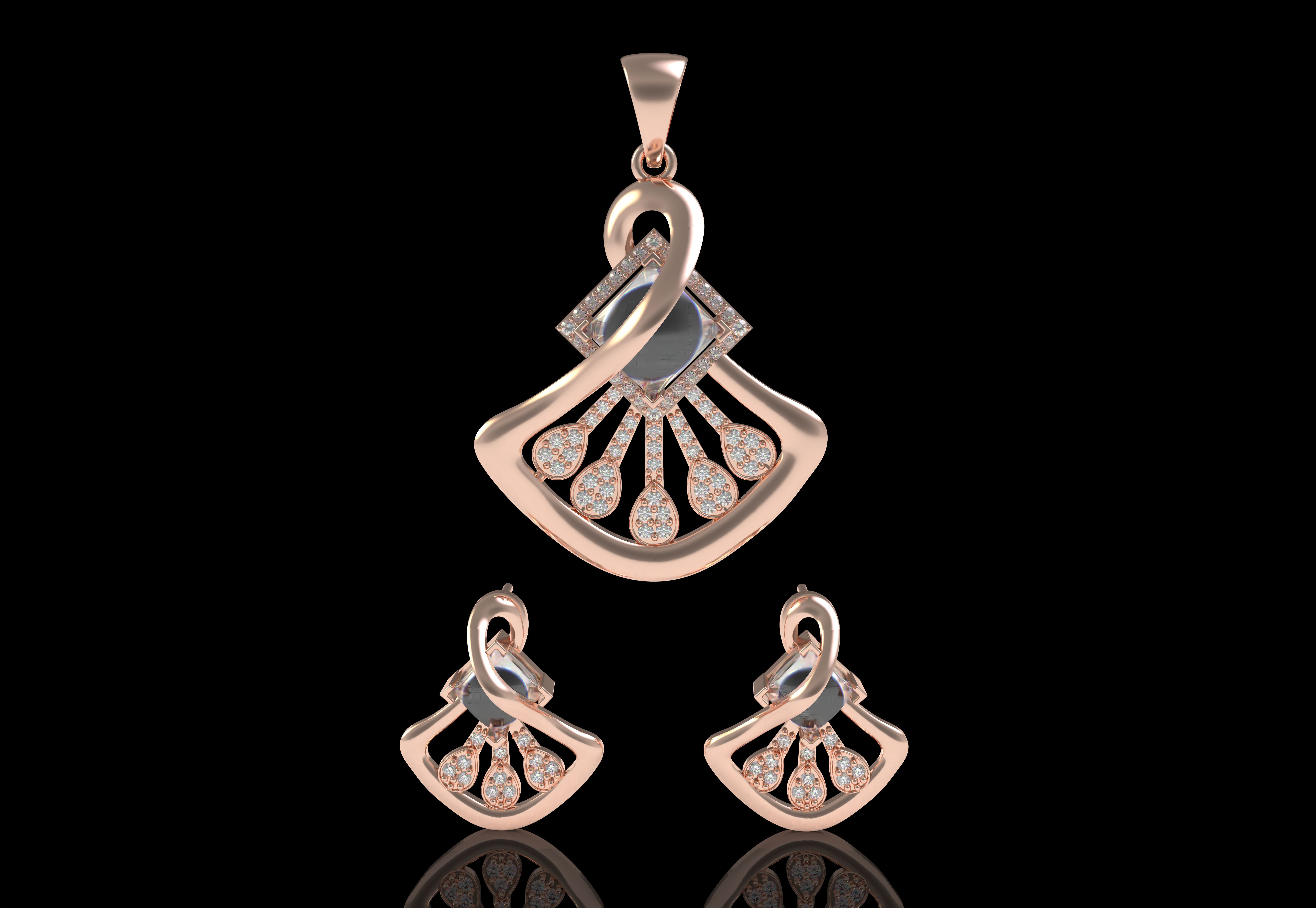 Diamond Pendant Set 12 3D print model_8