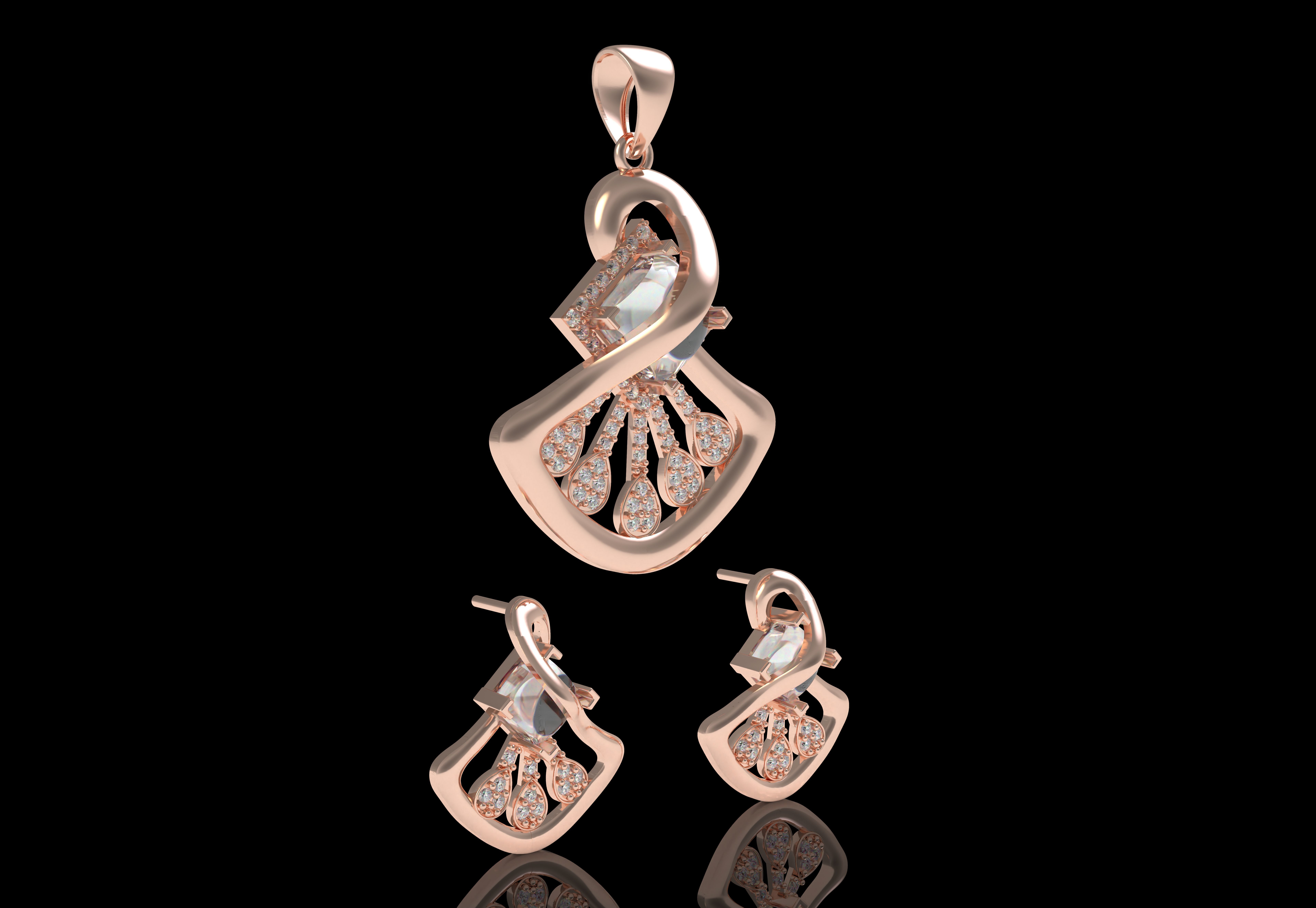 Diamond Pendant Set 12 3D print model_11