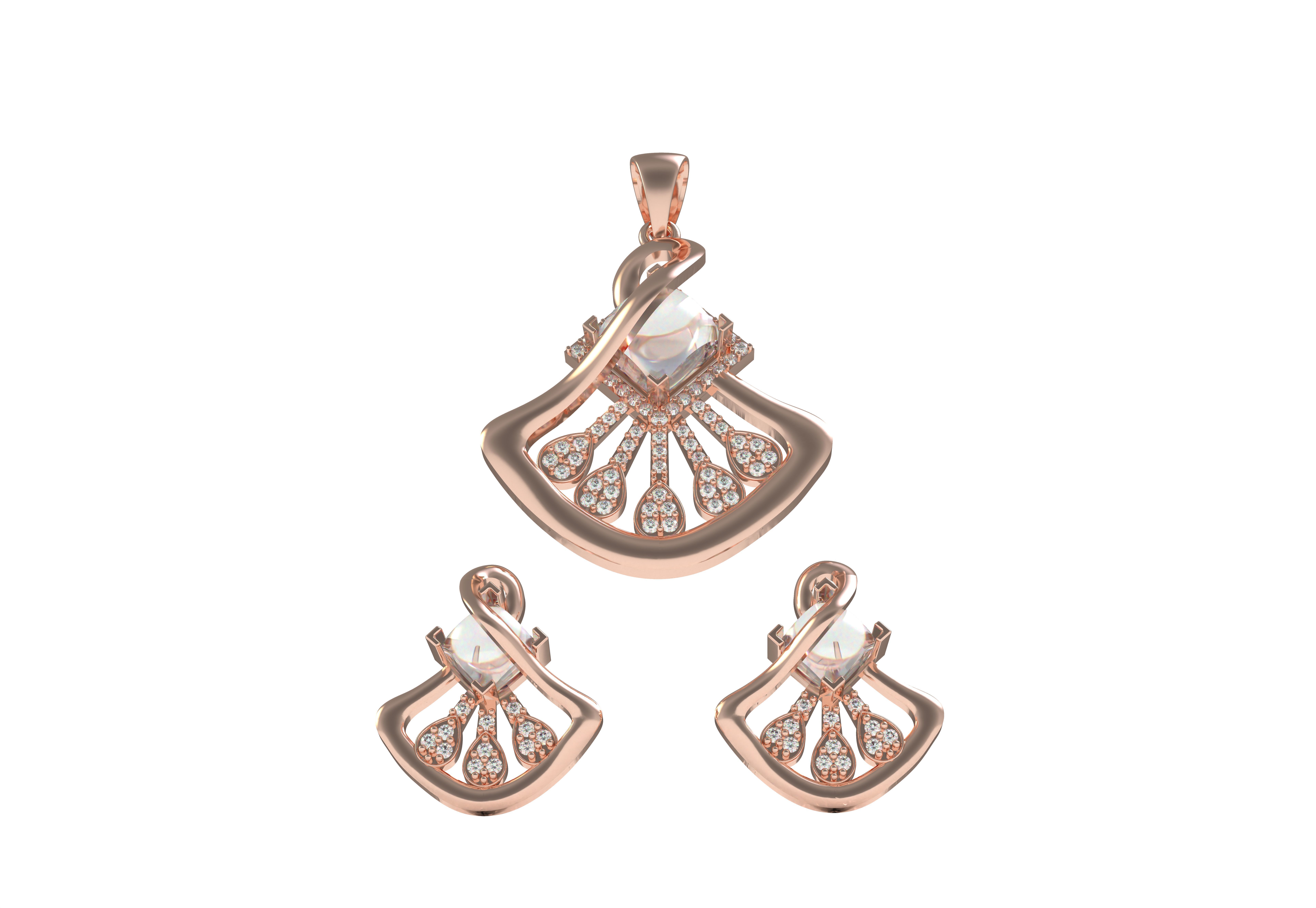 Diamond Pendant Set 12 3D print model_15
