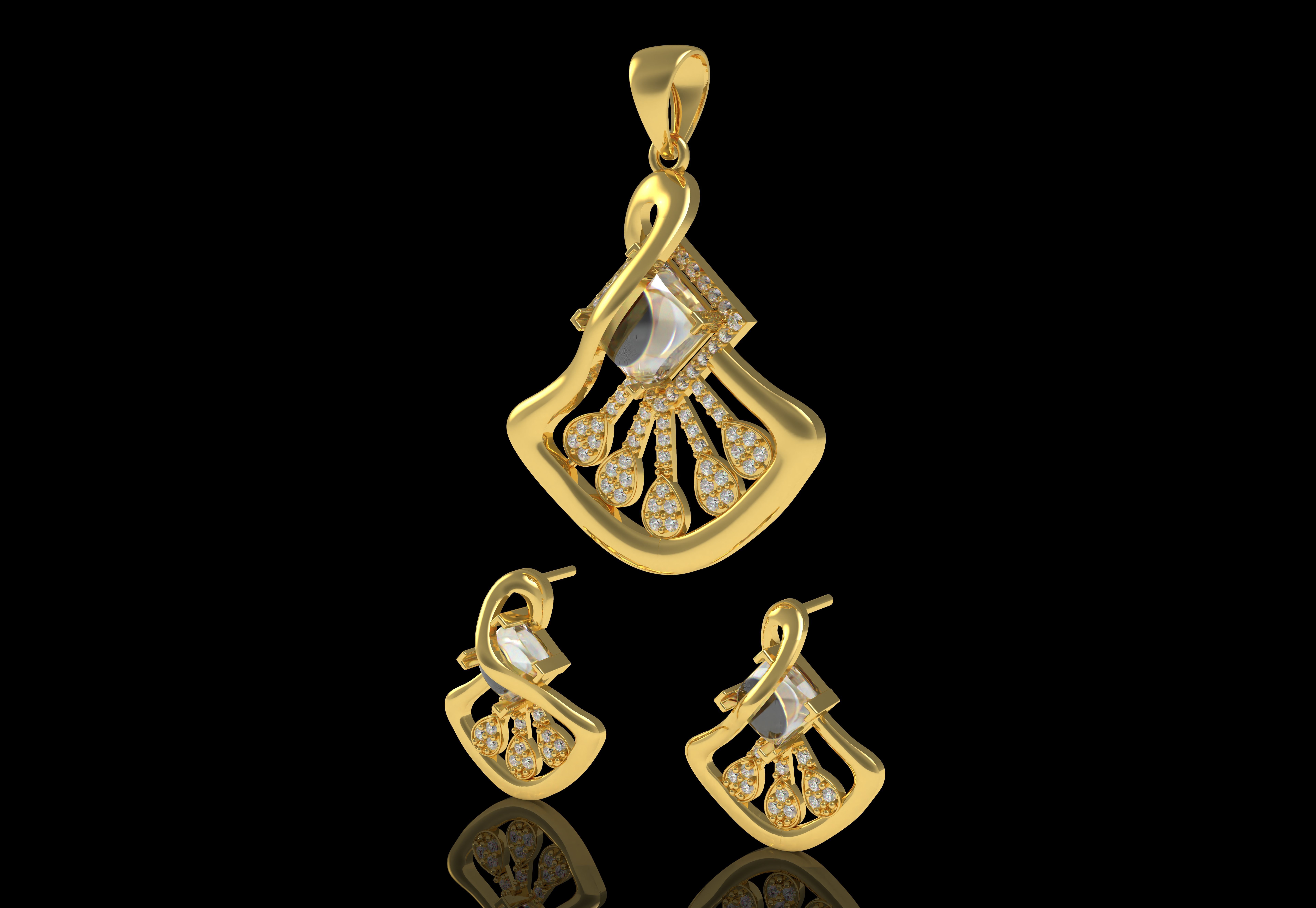Diamond Pendant Set 12 3D print model_6