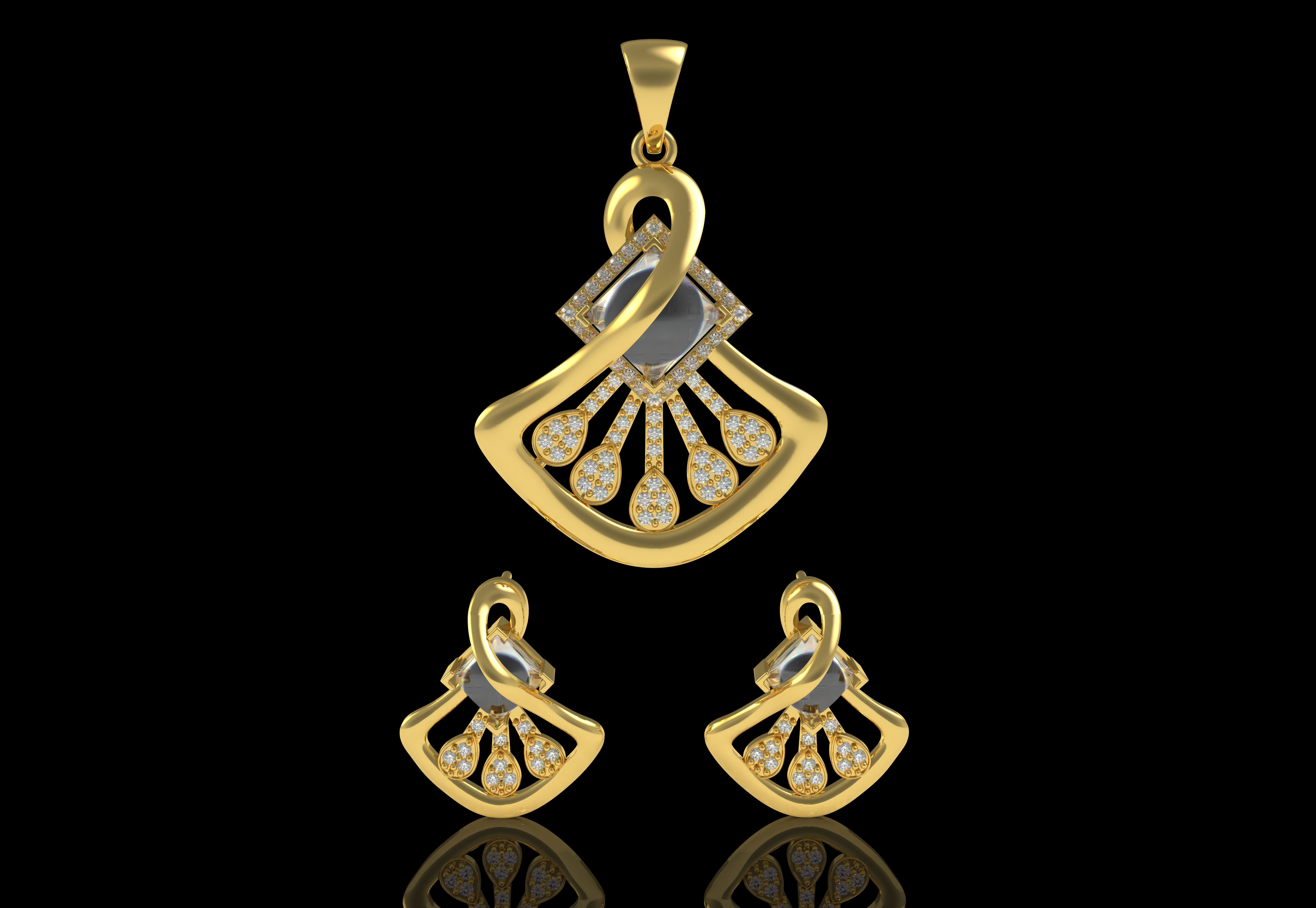 Diamond Pendant Set 12 3D print model_4