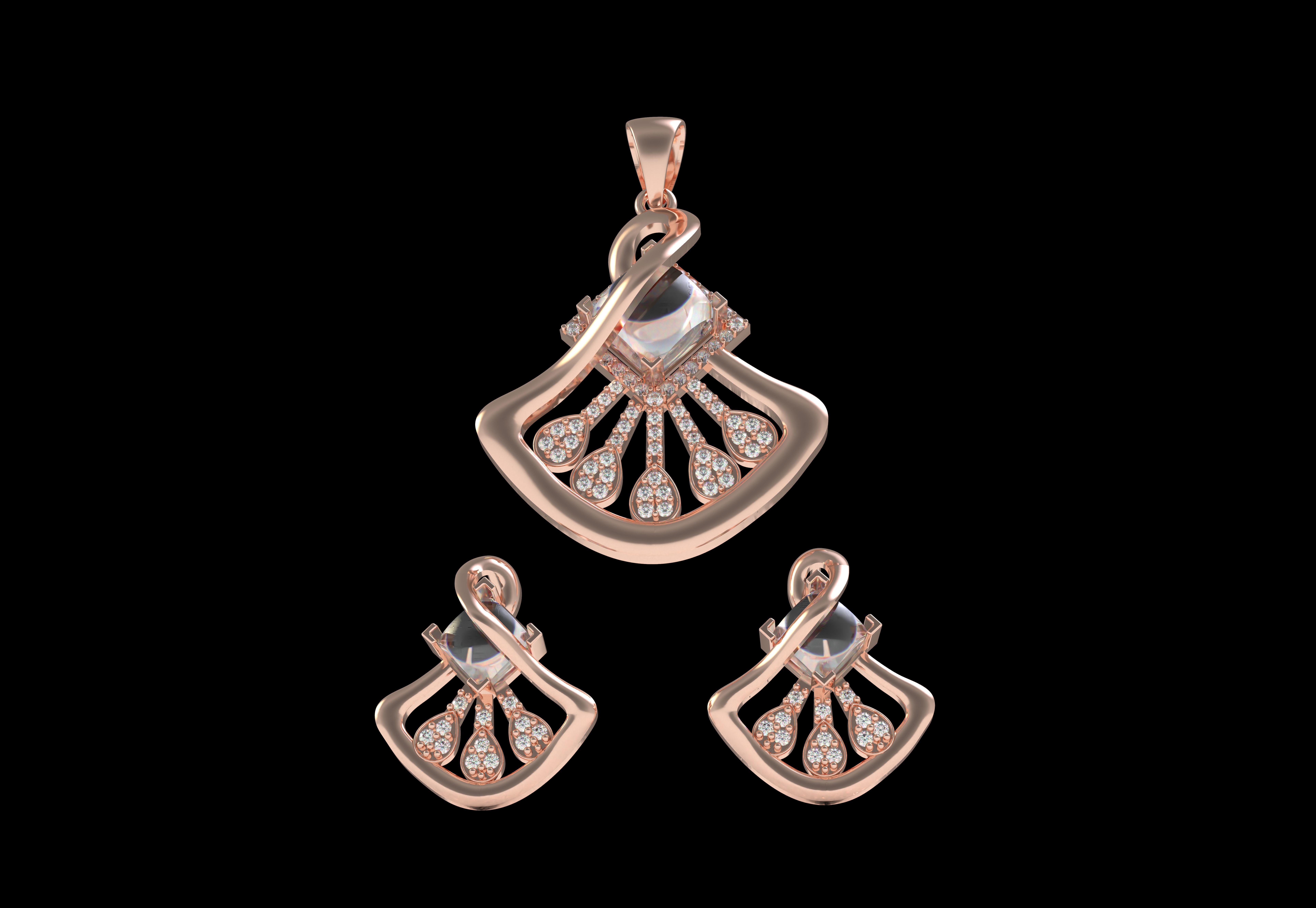 Diamond Pendant Set 12 3D print model_9