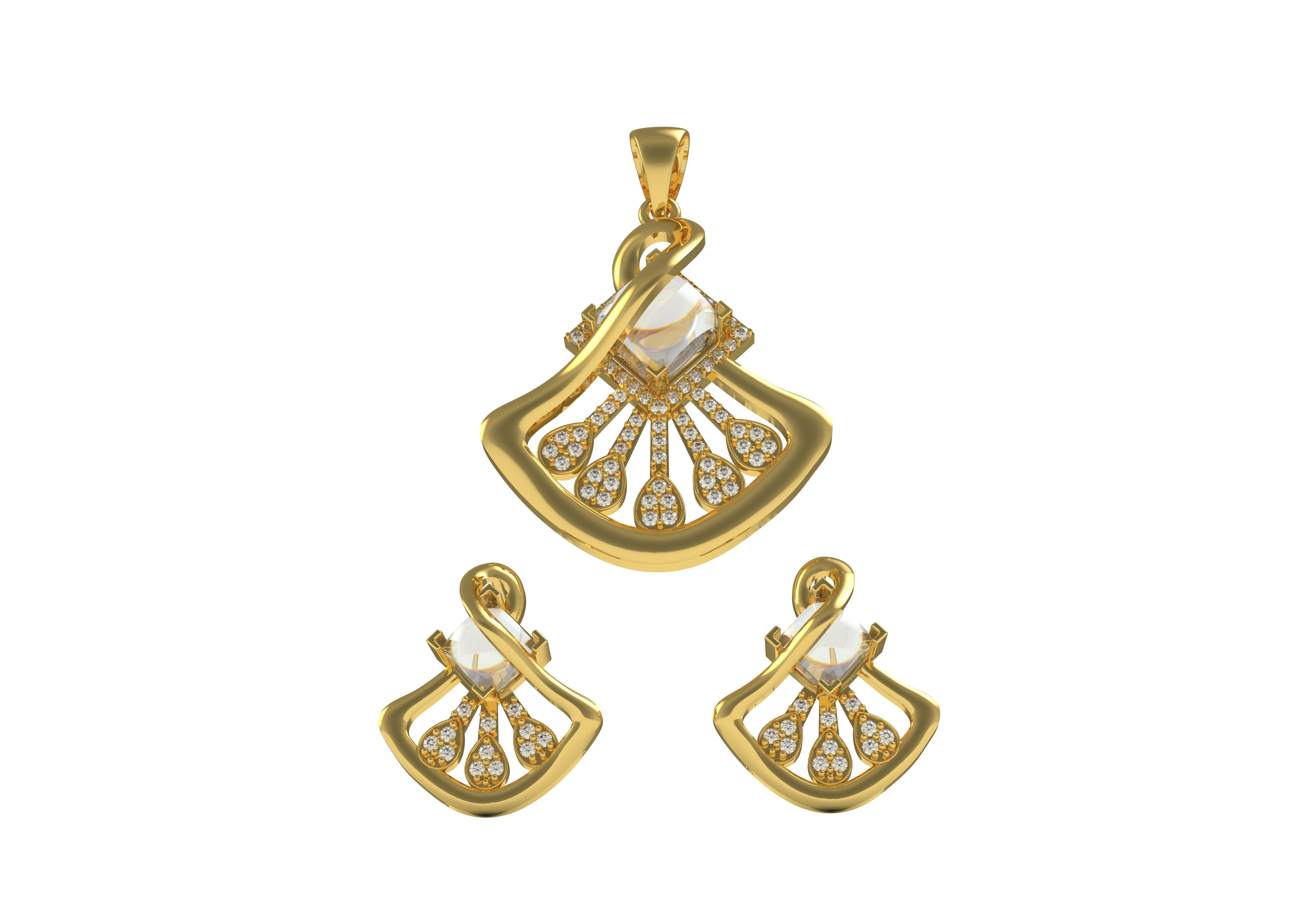 Diamond Pendant Set 12 3D print model_2