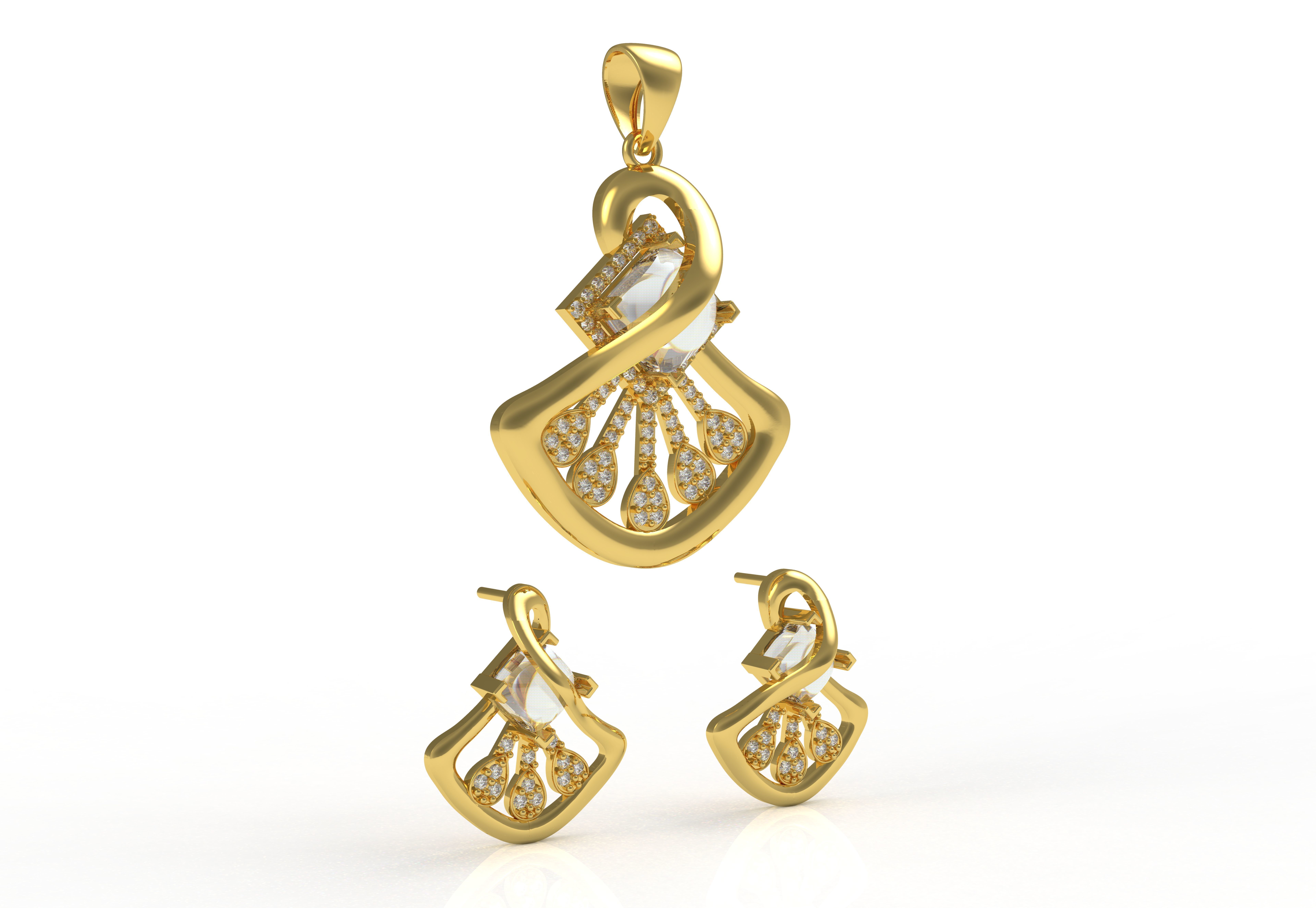 Diamond Pendant Set 12 3D print model_3