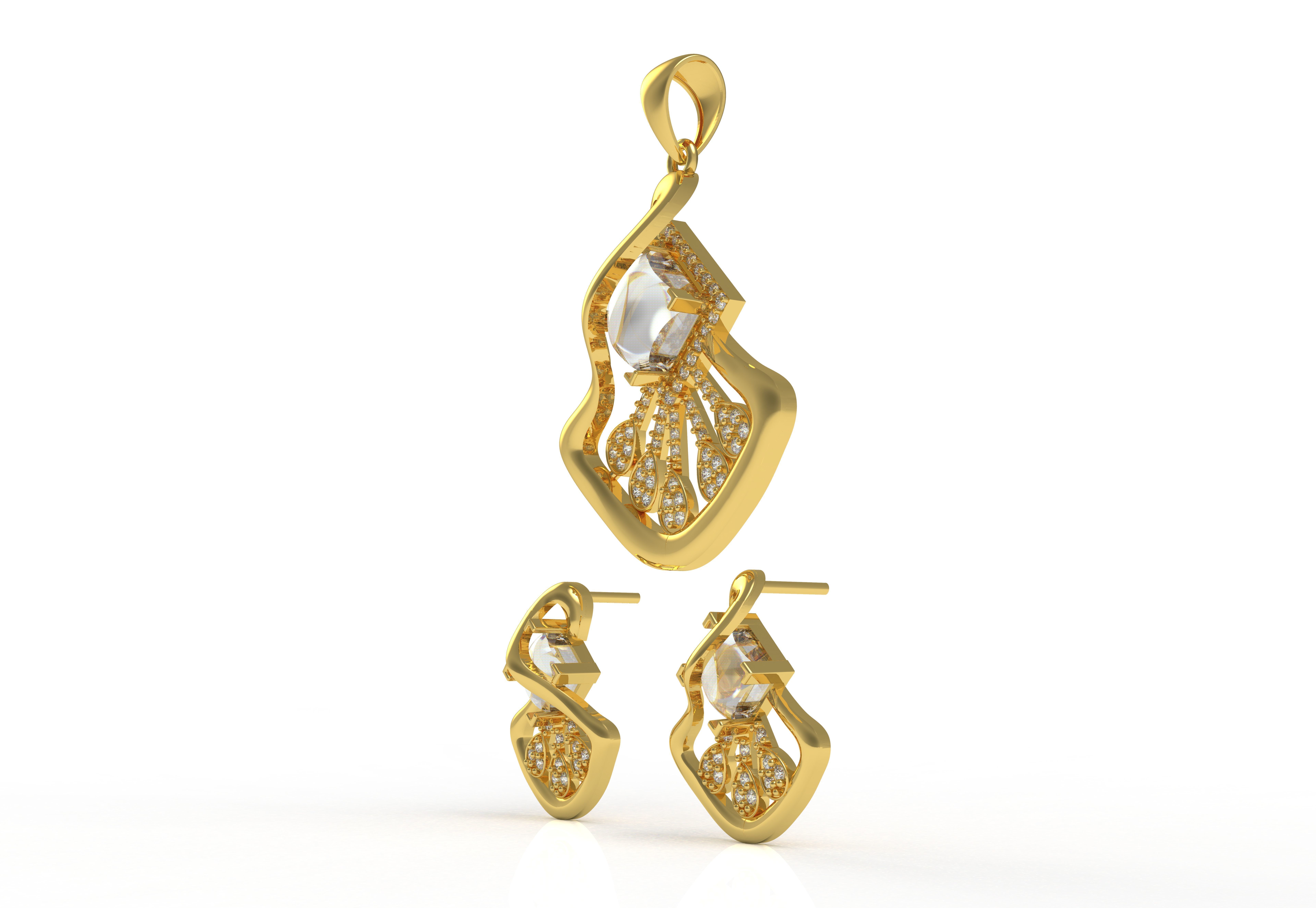 Diamond Pendant Set 12 3D print model_1