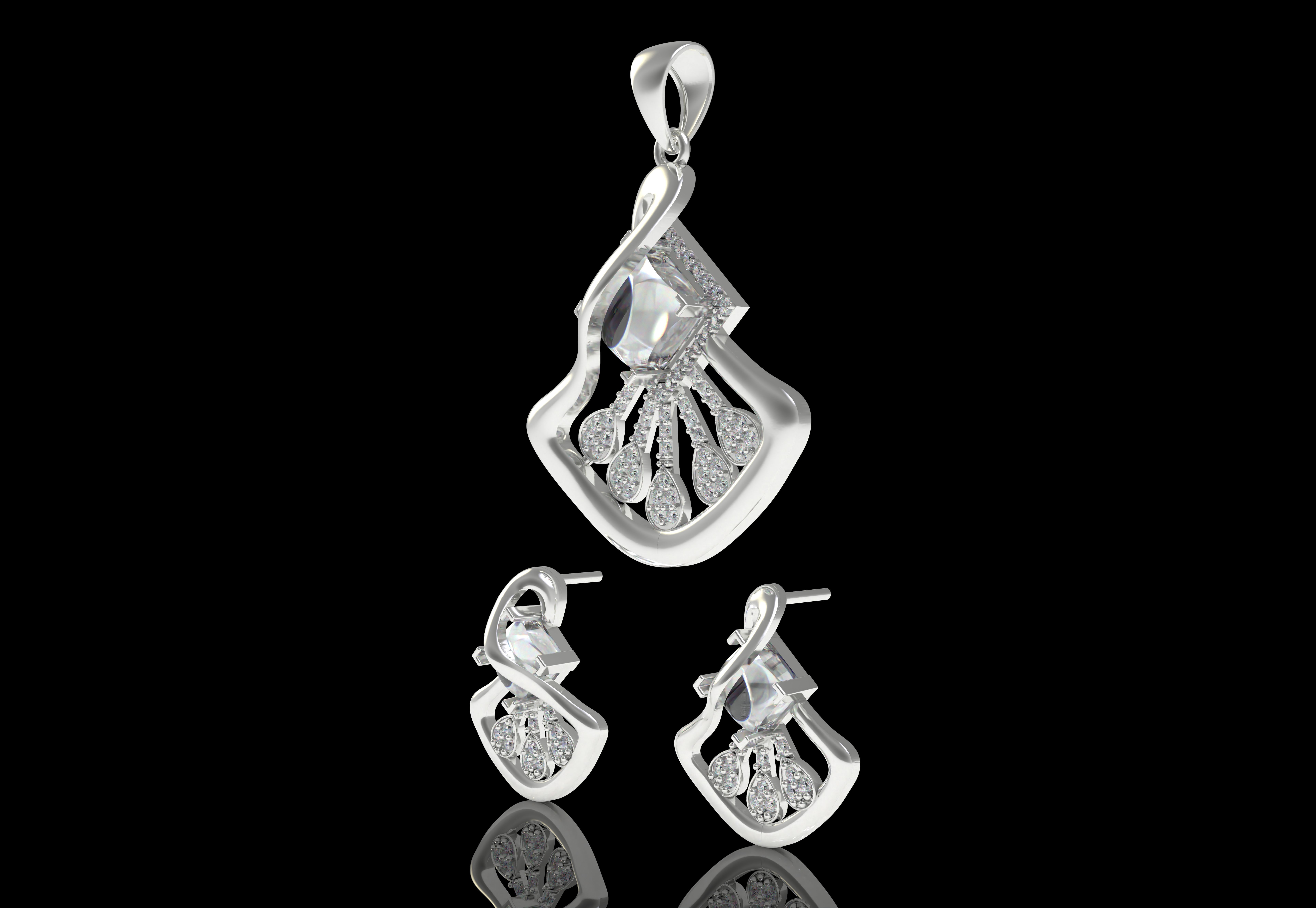 Diamond Pendant Set 12 3D print model_20