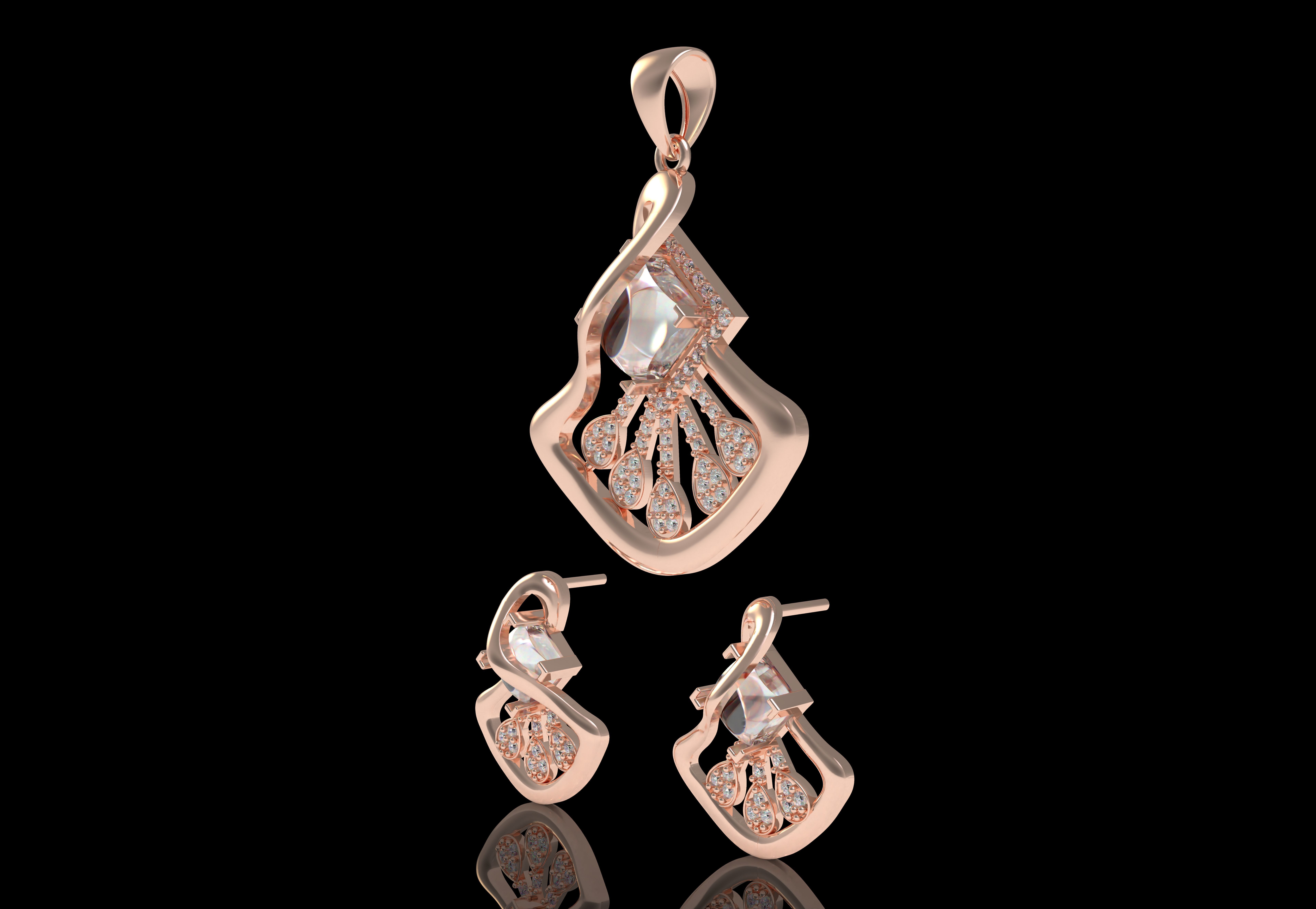 Diamond Pendant Set 12 3D print model_10