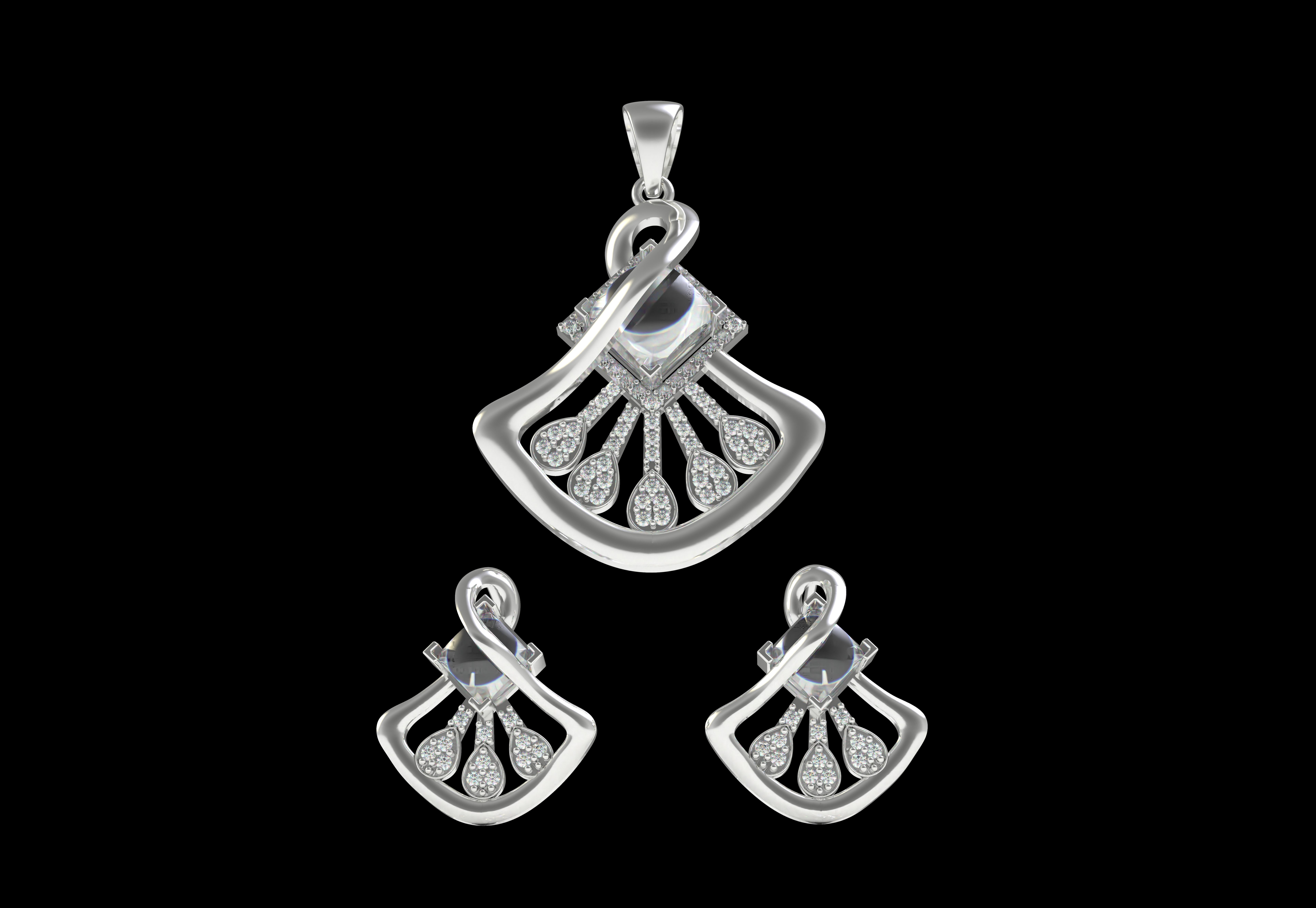 Diamond Pendant Set 12 3D print model_19