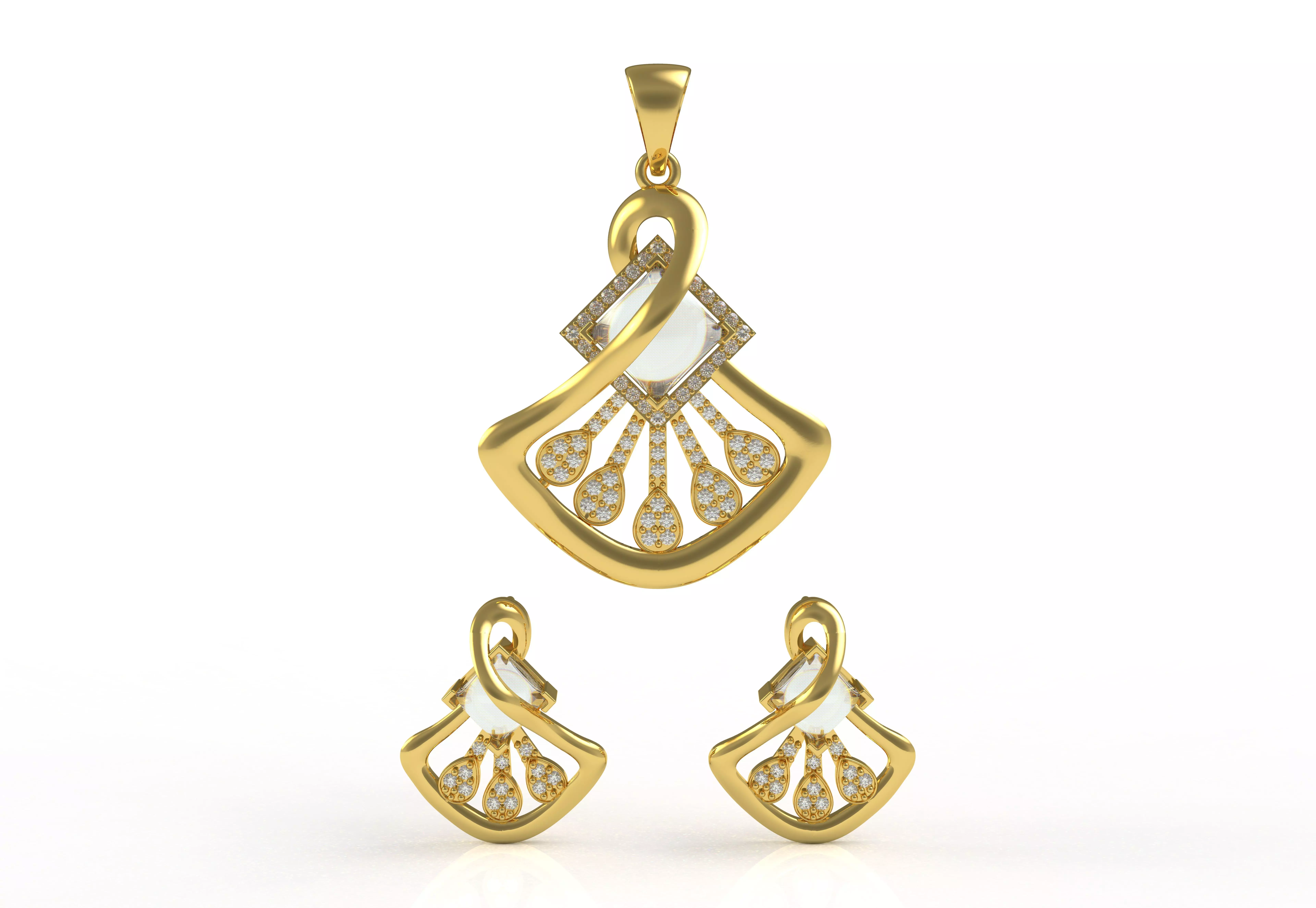 Diamond Pendant Set 12 3D print model_0