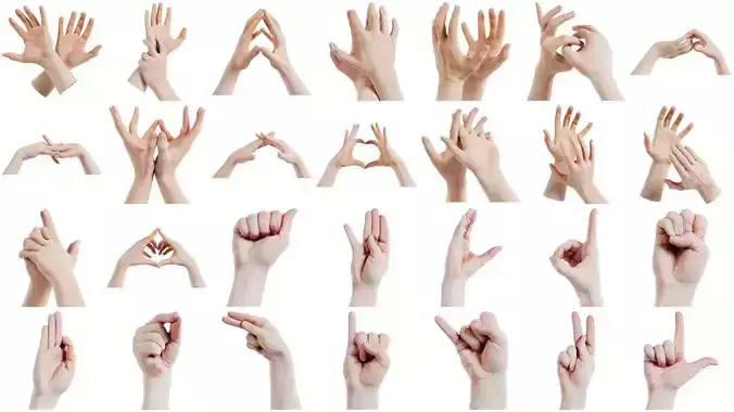 68 Male Hand Artistic and Sign Superbundle 3D Model Collection