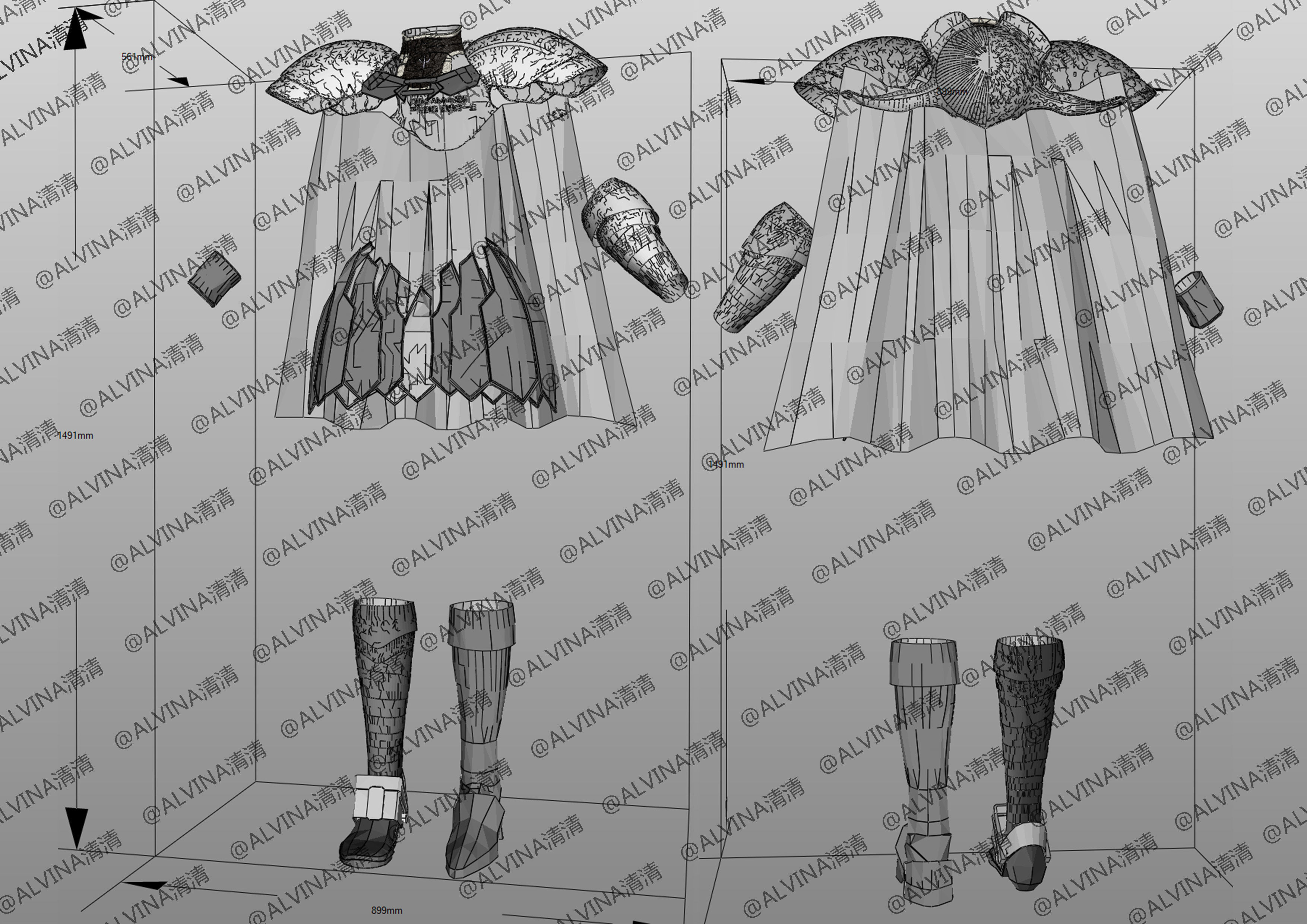 Claymore Armor - DIY Cosplay Pepakura Foam Template Low-poly 3D model_1