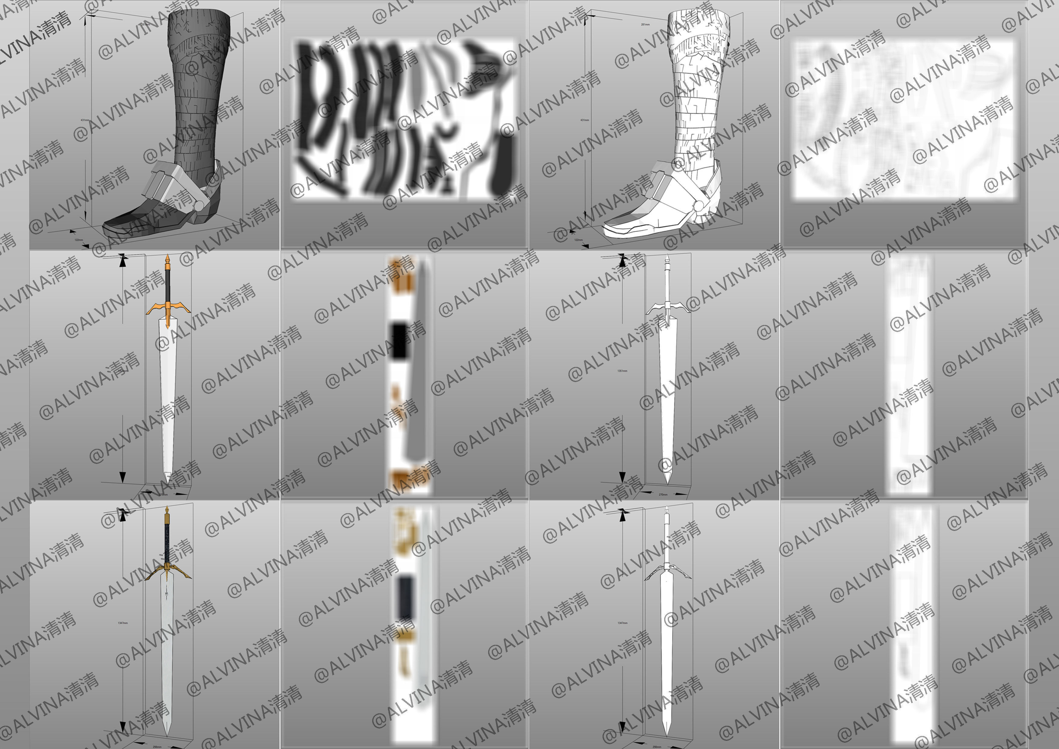 Claymore Armor - DIY Cosplay Pepakura Foam Template Low-poly 3D model_7