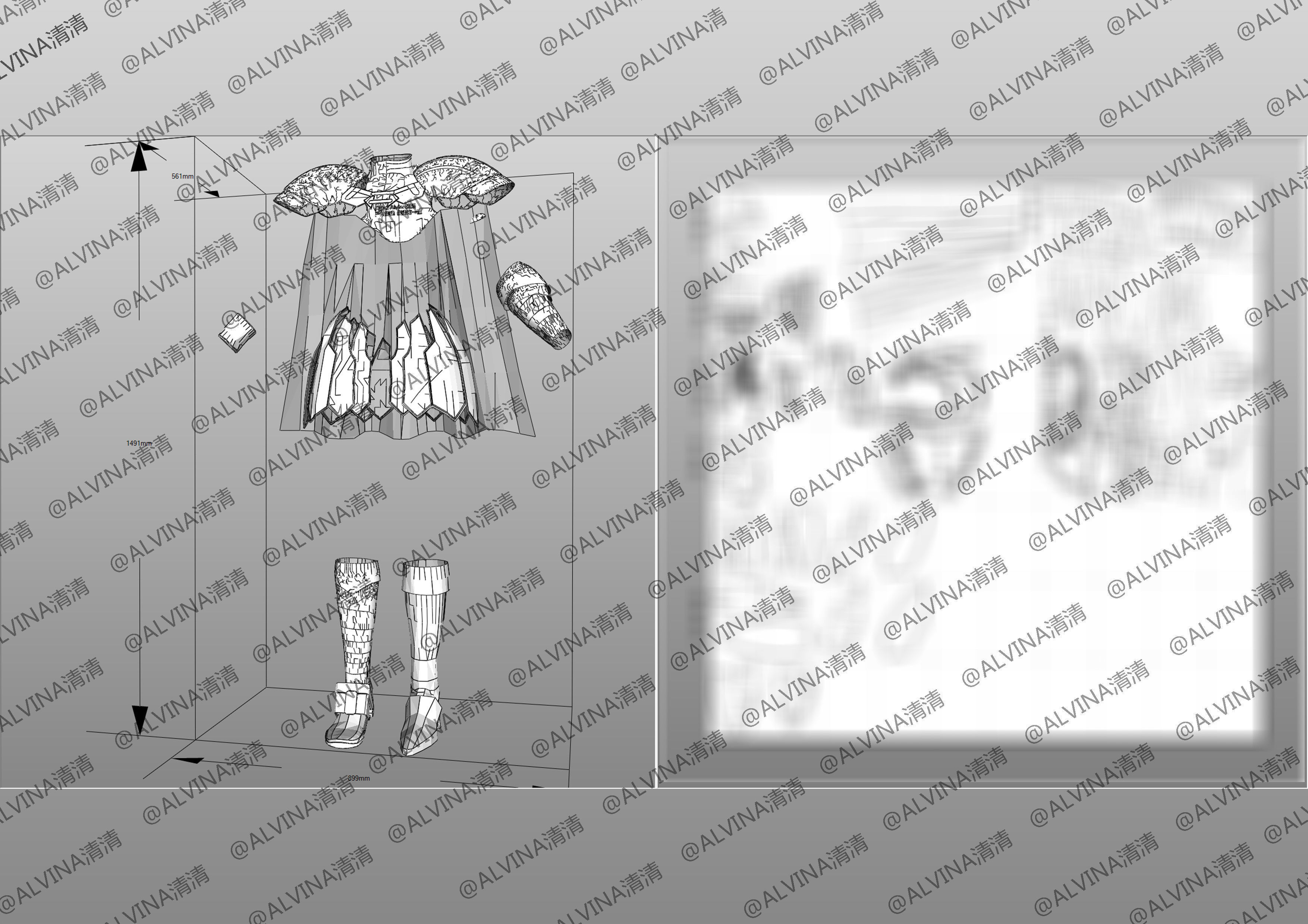 Claymore Armor - DIY Cosplay Pepakura Foam Template Low-poly 3D model_9