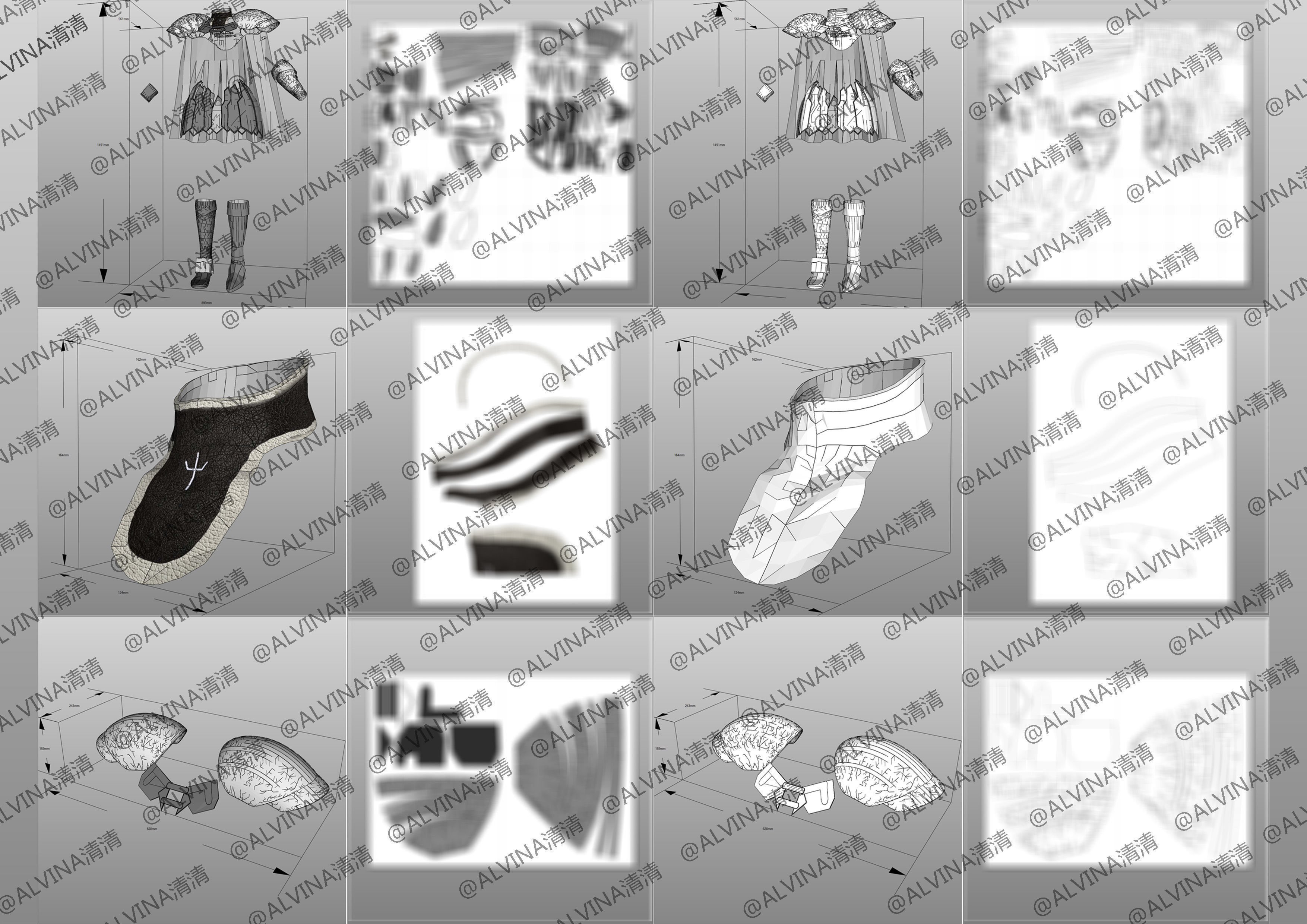 Claymore Armor - DIY Cosplay Pepakura Foam Template Low-poly 3D model_4