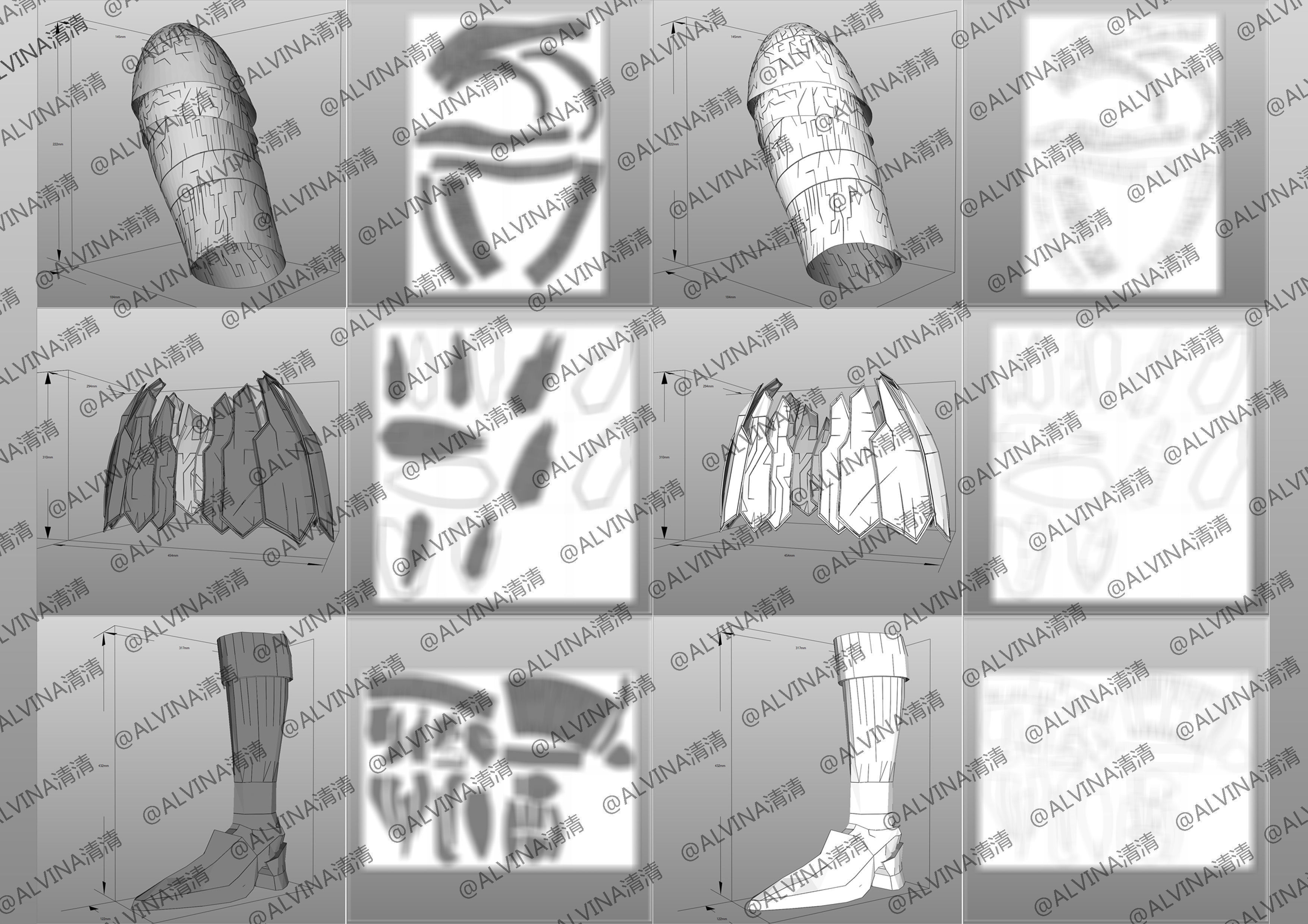 Claymore Armor - DIY Cosplay Pepakura Foam Template Low-poly 3D model_6