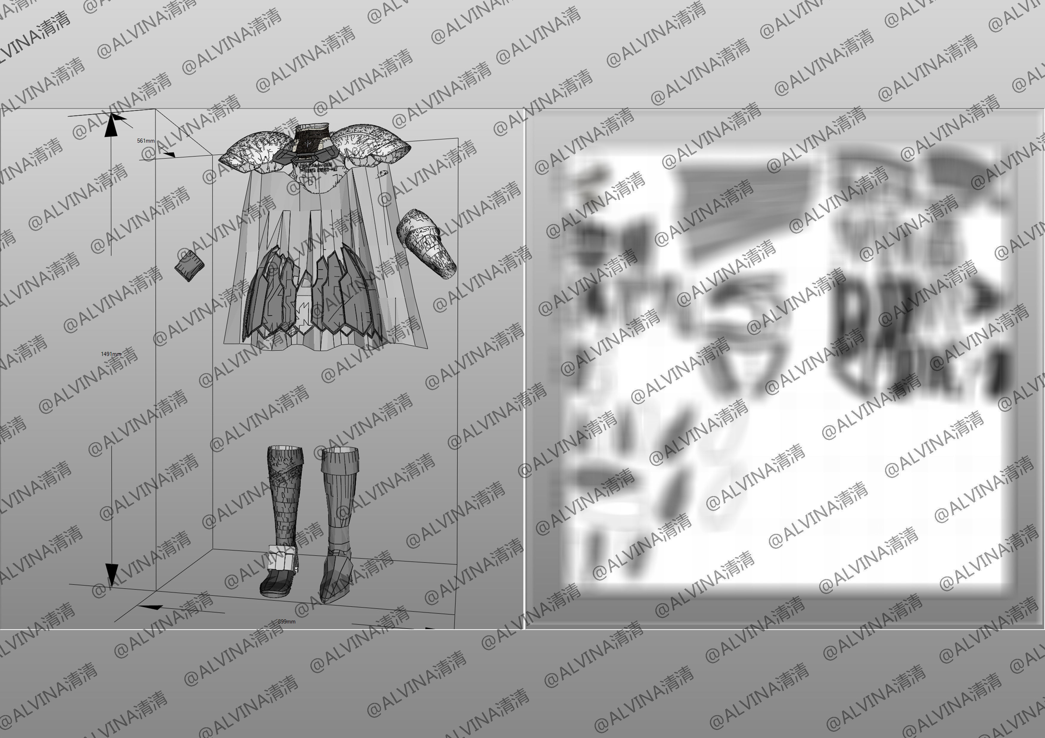 Claymore Armor - DIY Cosplay Pepakura Foam Template Low-poly 3D model_8