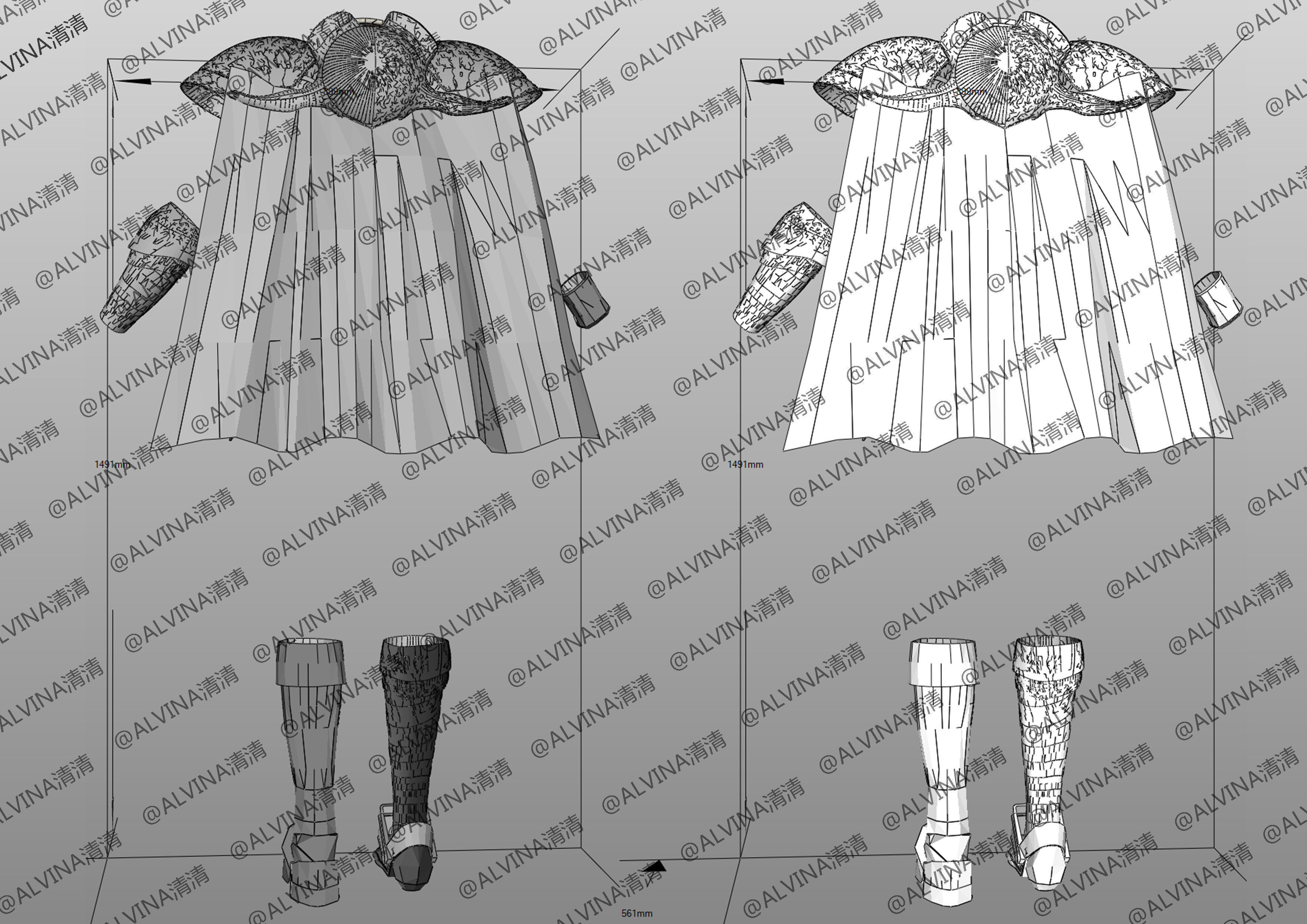 Claymore Armor - DIY Cosplay Pepakura Foam Template Low-poly 3D model_3