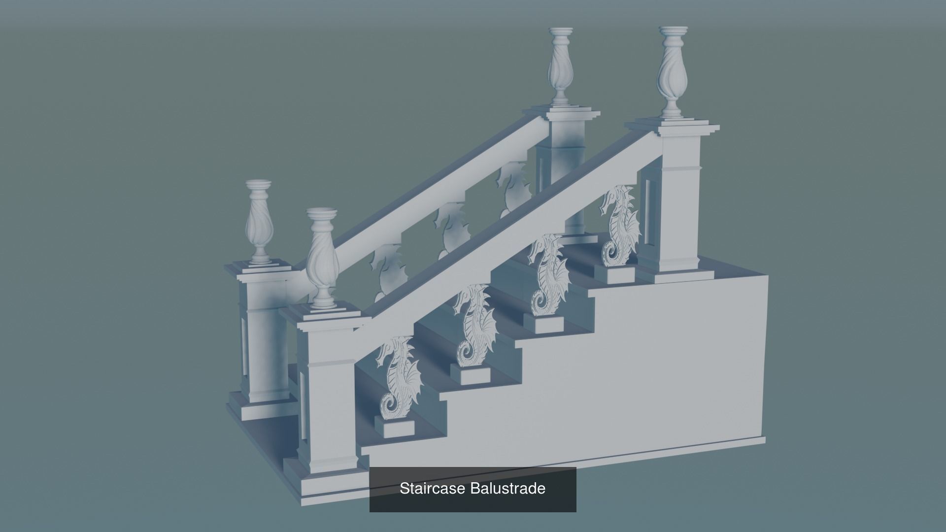 Stone Balustrade 3D Model Collection_11