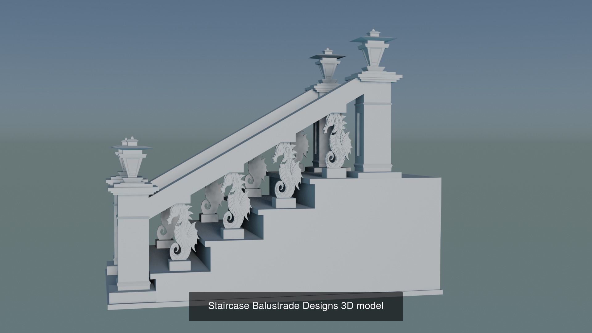 Stone Balustrade 3D Model Collection_8