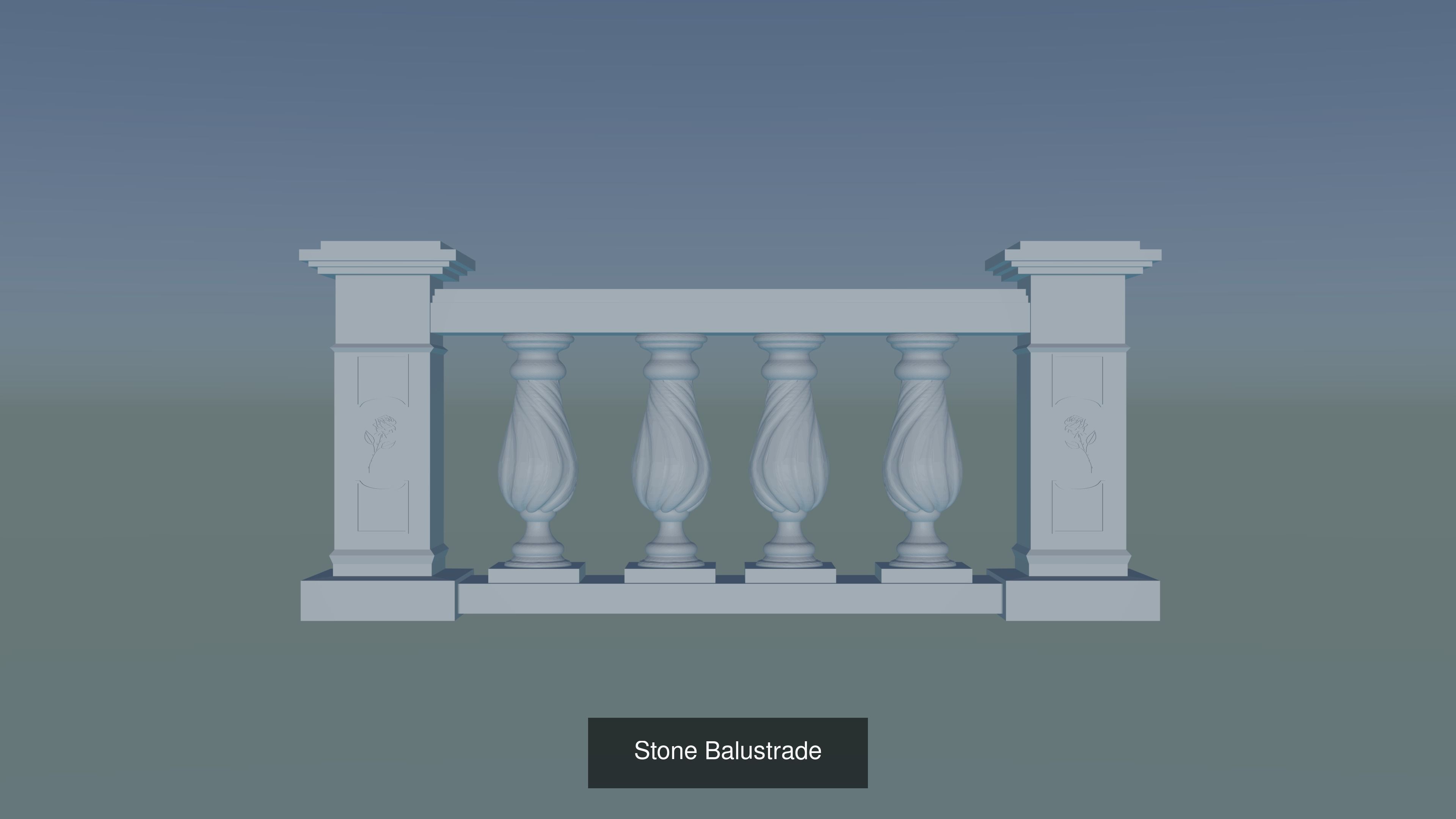 Stone Balustrade 3D Model Collection_22