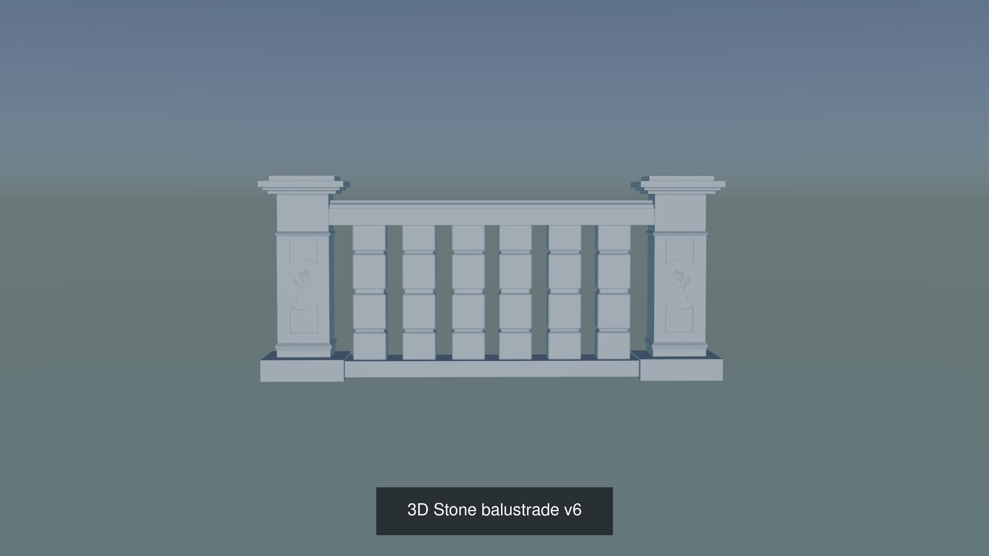 Stone Balustrade 3D Model Collection_21