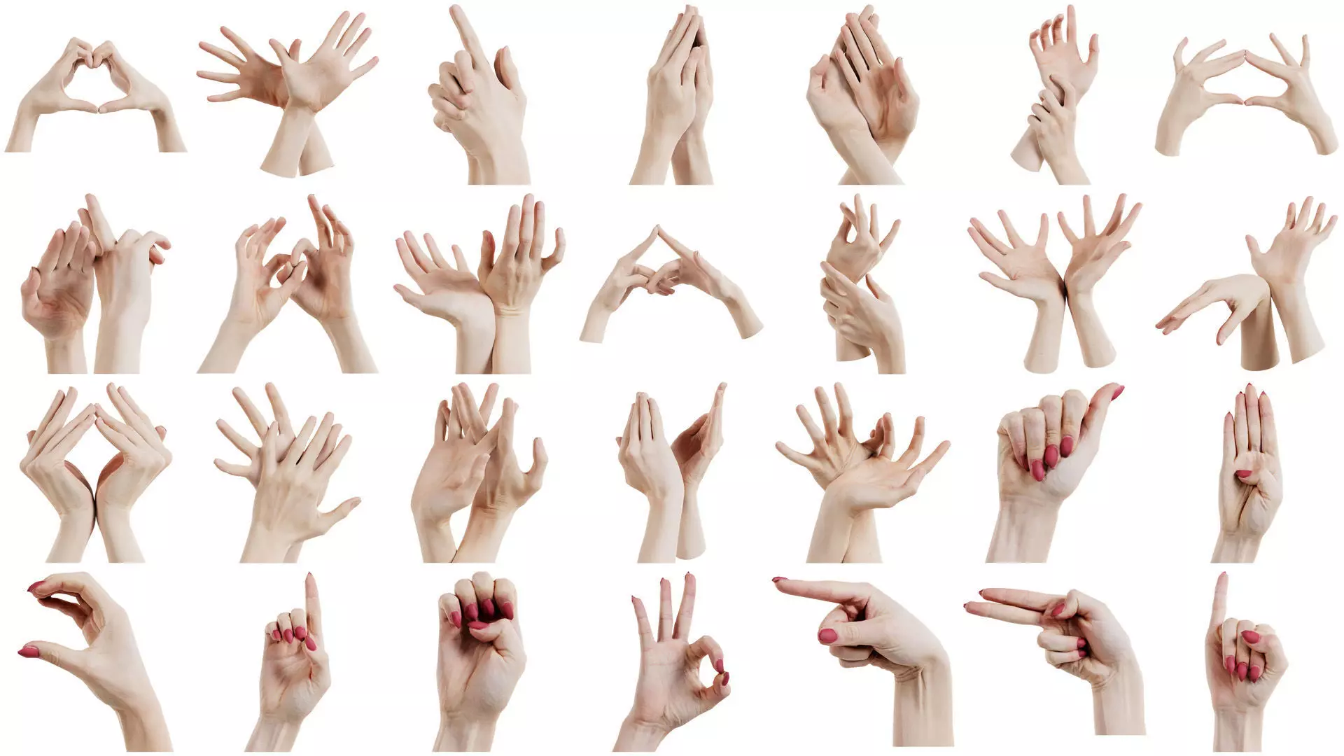 114 Female Hands Artistic and Sign Superbundle 3D Model Collection_0