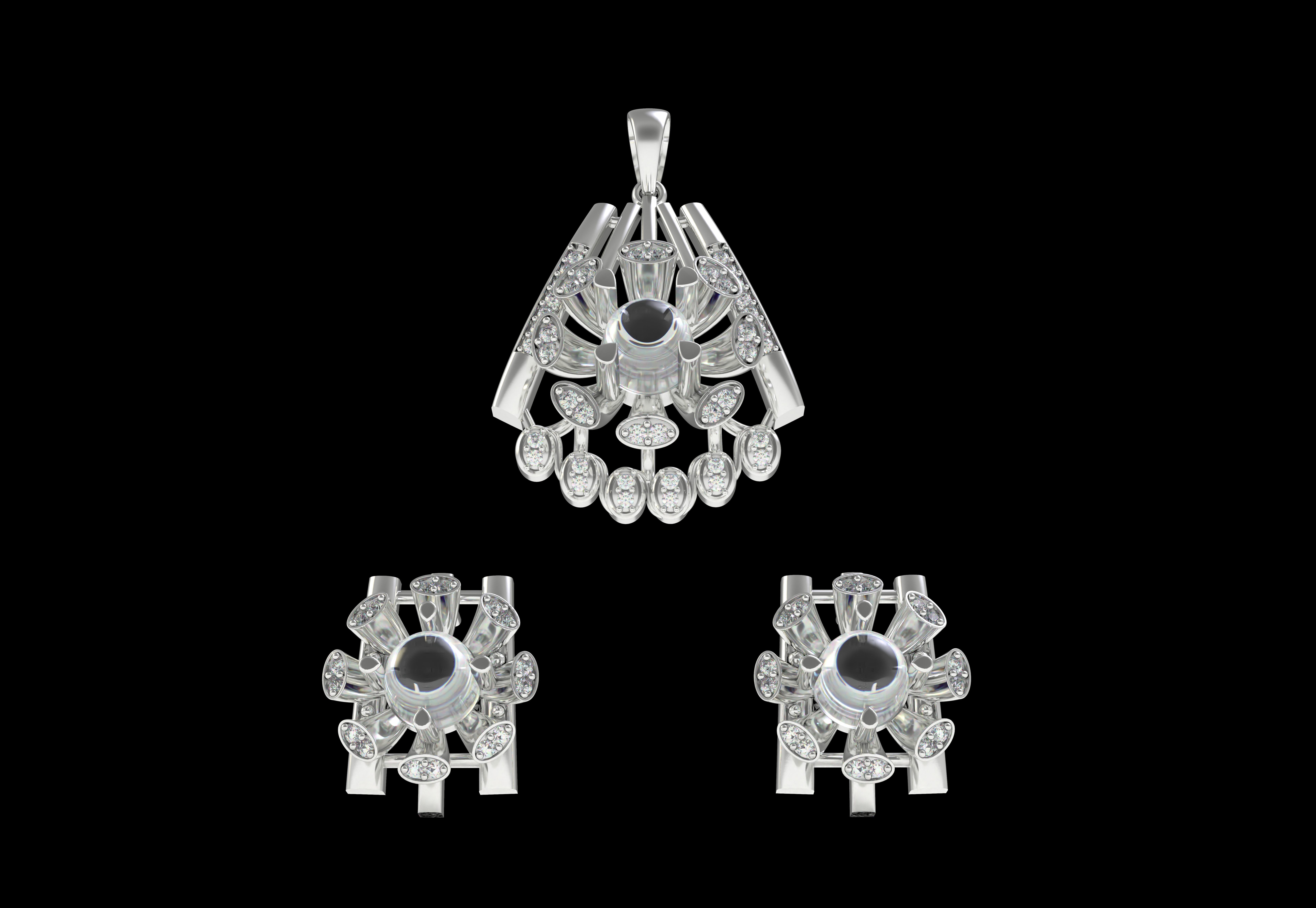Diamond Pendant Set 15 3D print model_9