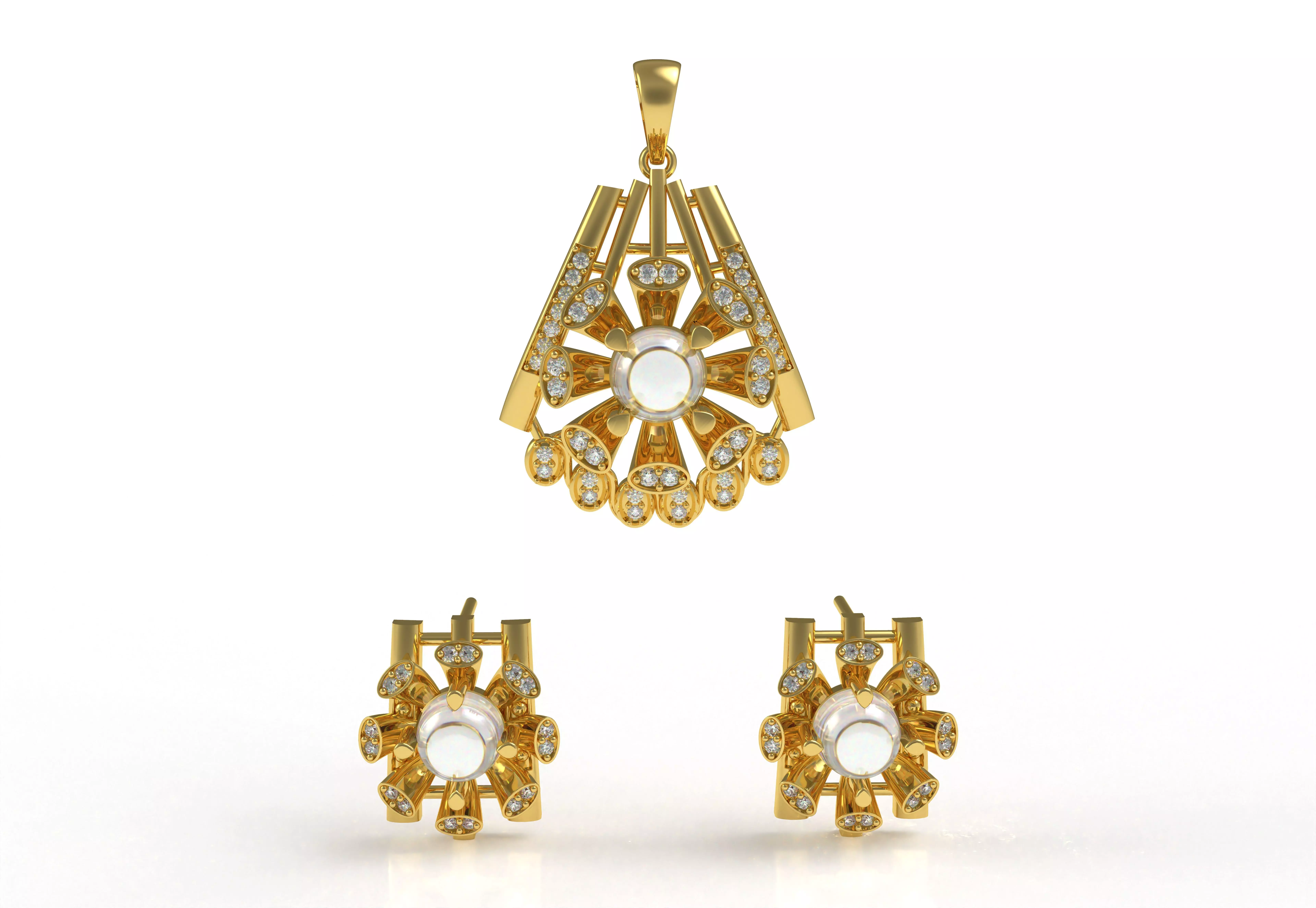 Diamond Pendant Set 15 3D print model_0